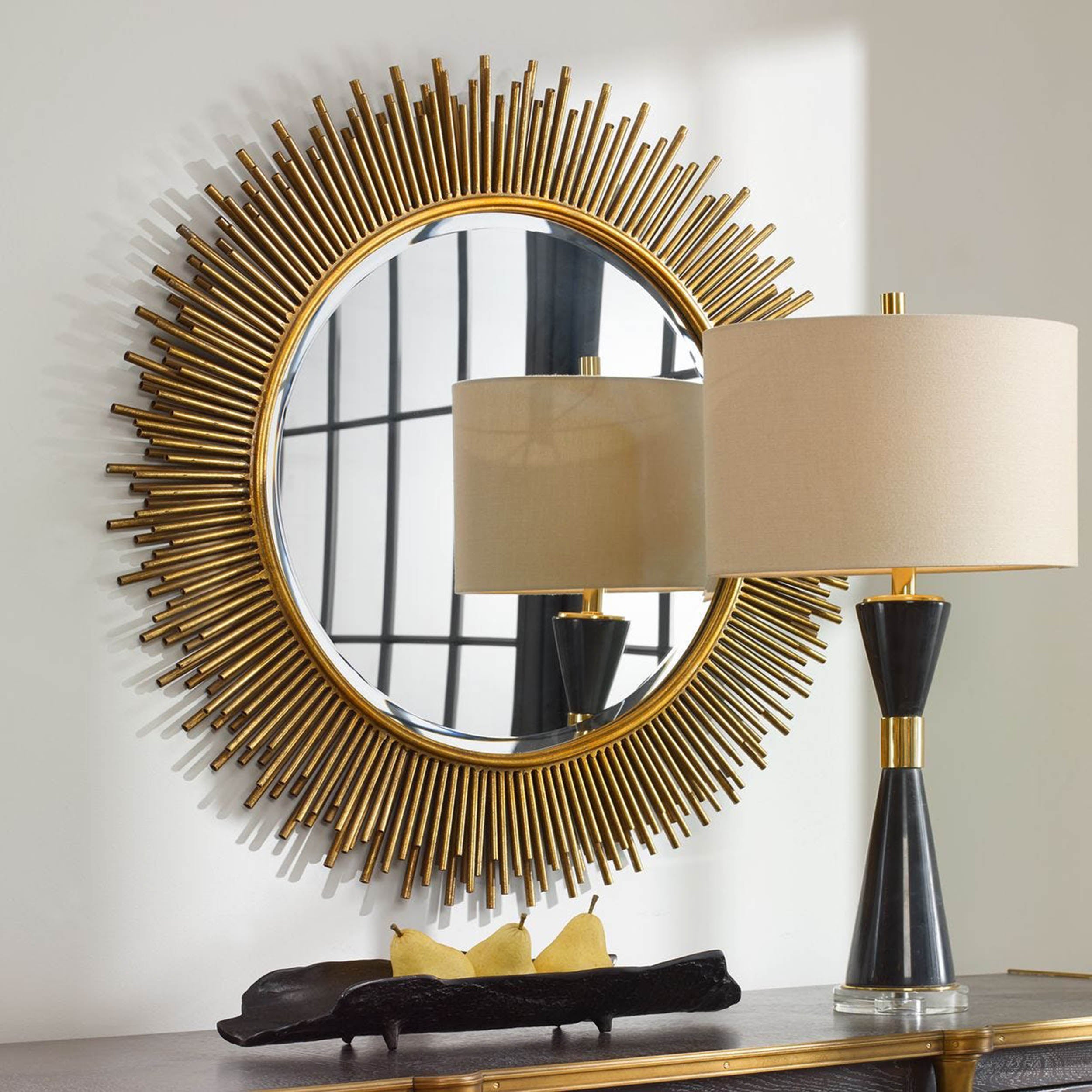 Marlo Round Mirror, Gold