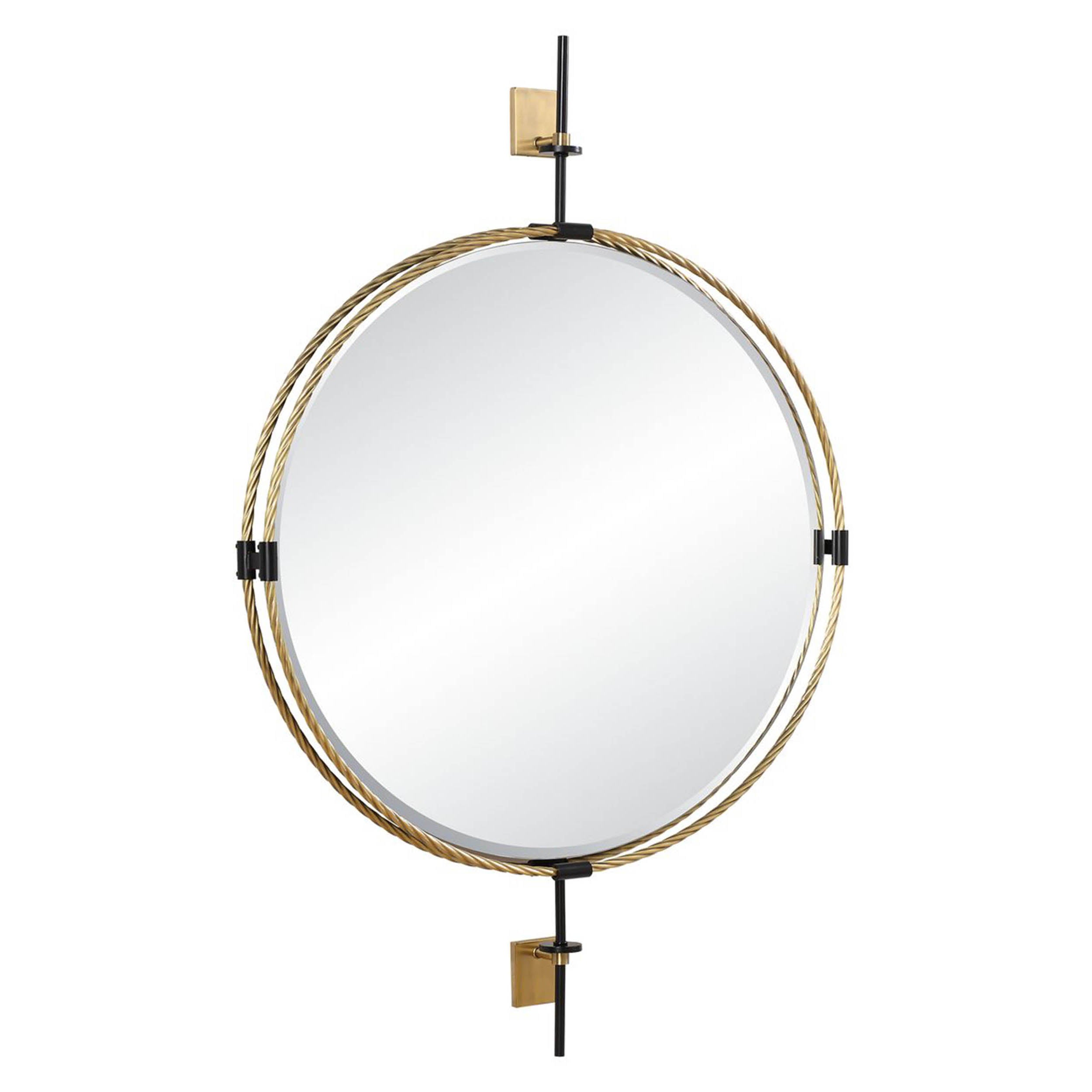 Guardrail Round Mirror, Gold
