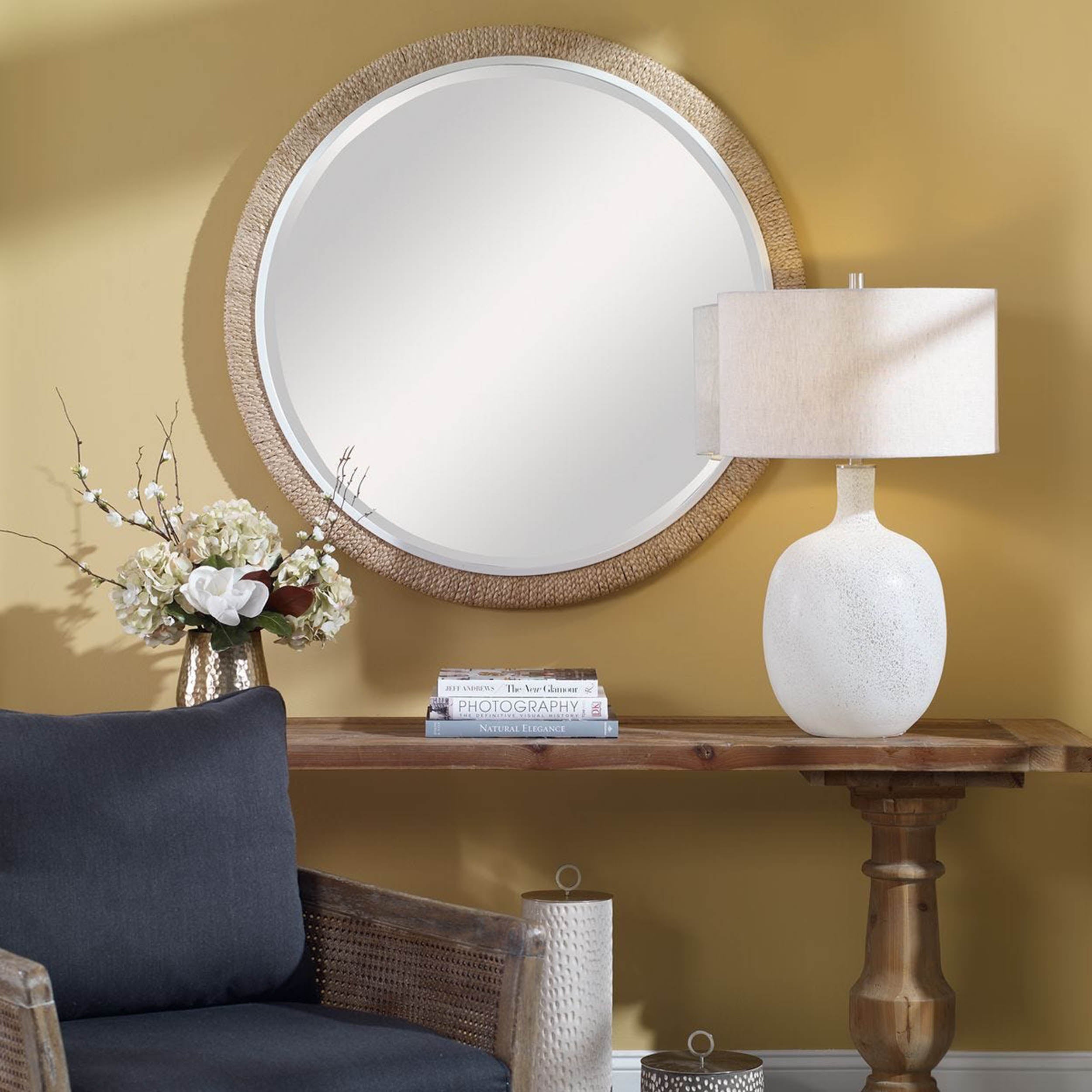 Carbet Round Mirror, White