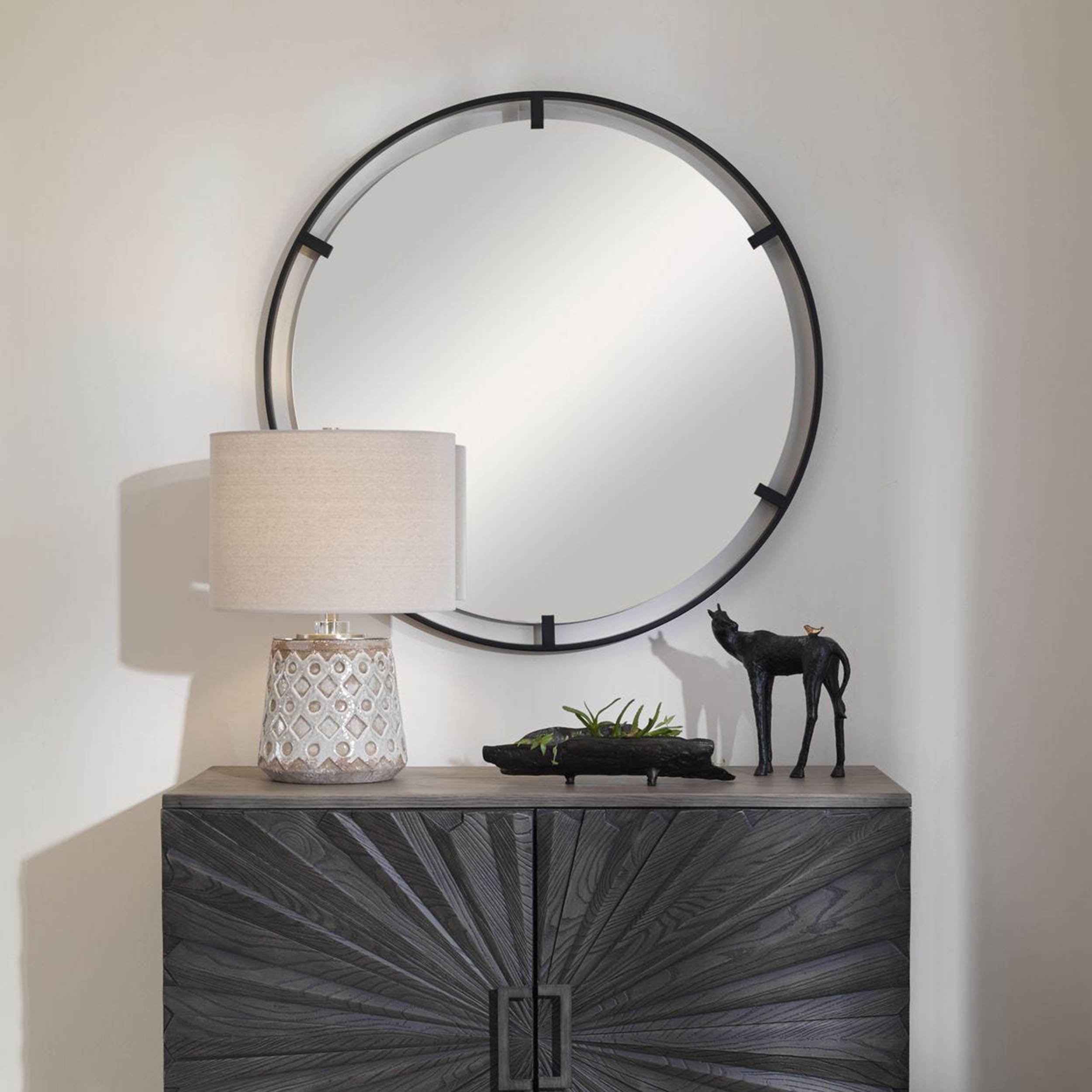 Cashel Round Mirror, Black