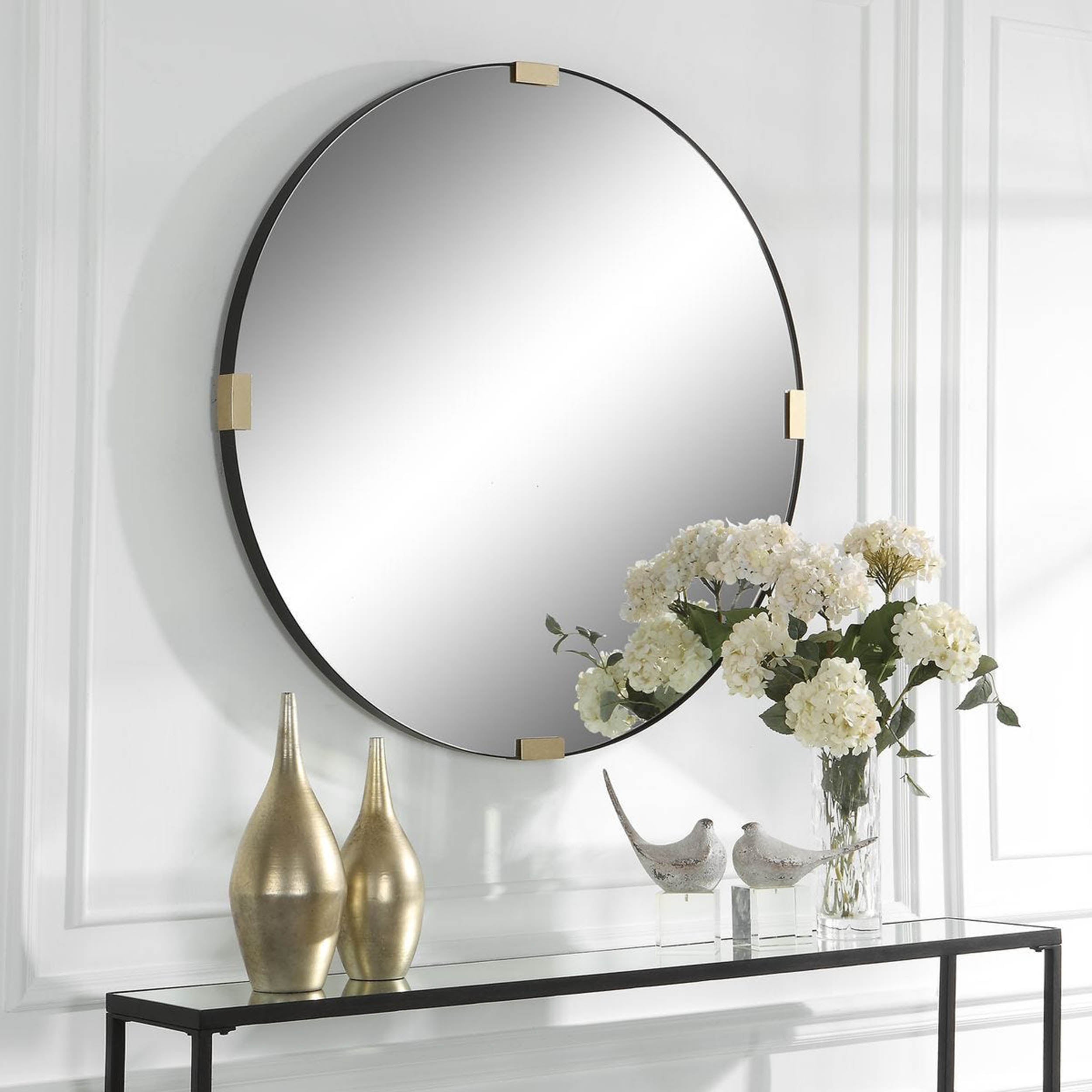 Clip Round Mirror, Black