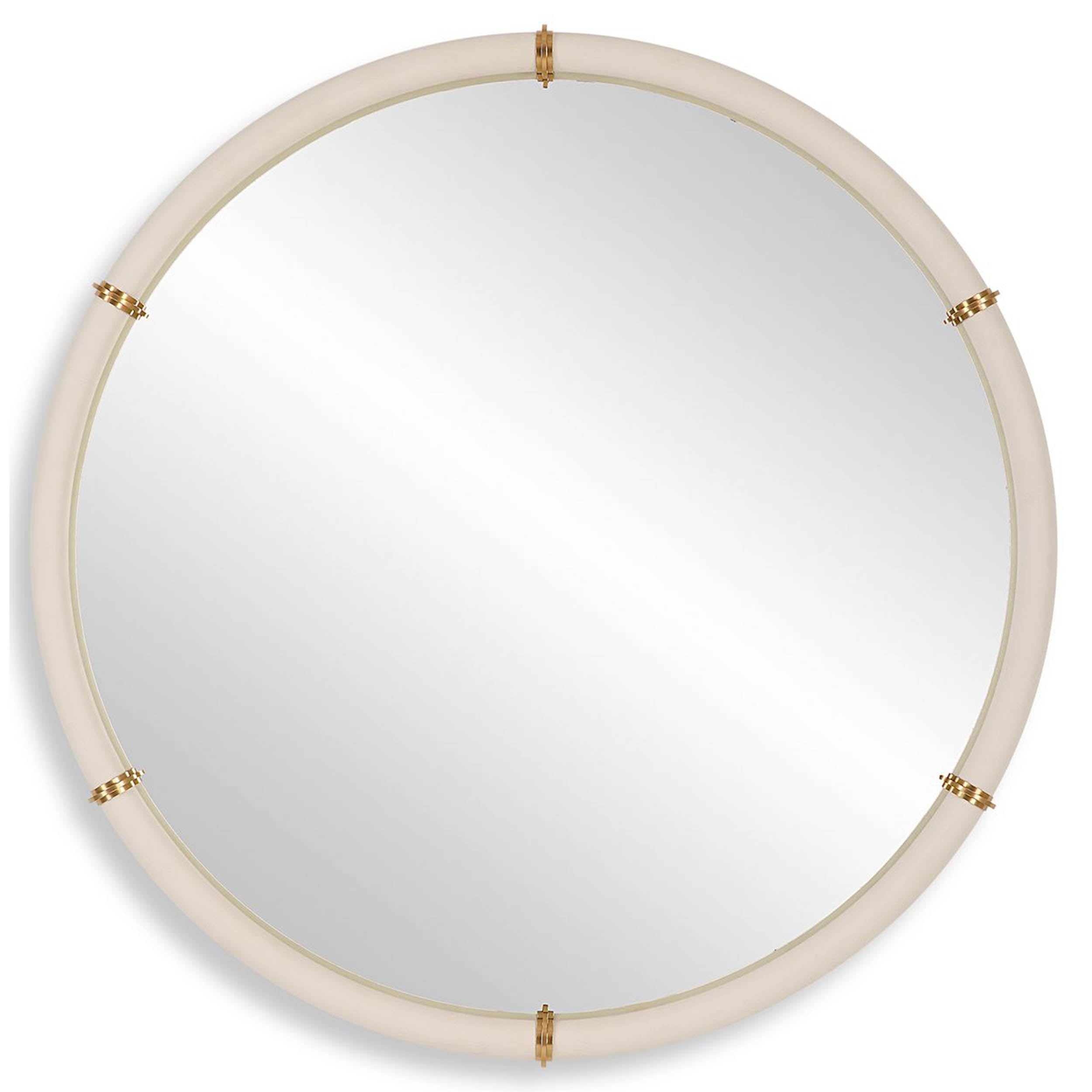 Cyprus Round Mirror, White