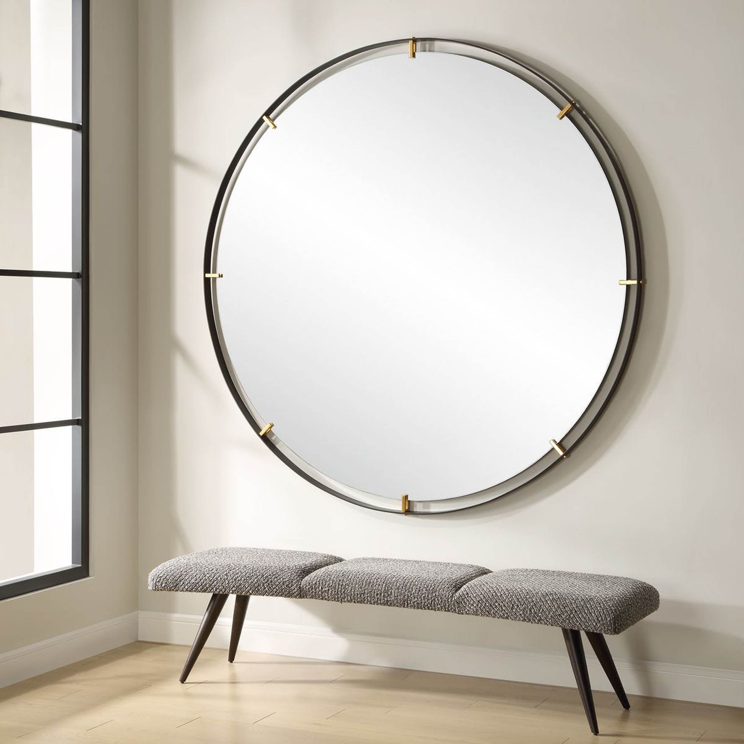 Grand Pendulum Round Mirror, Black