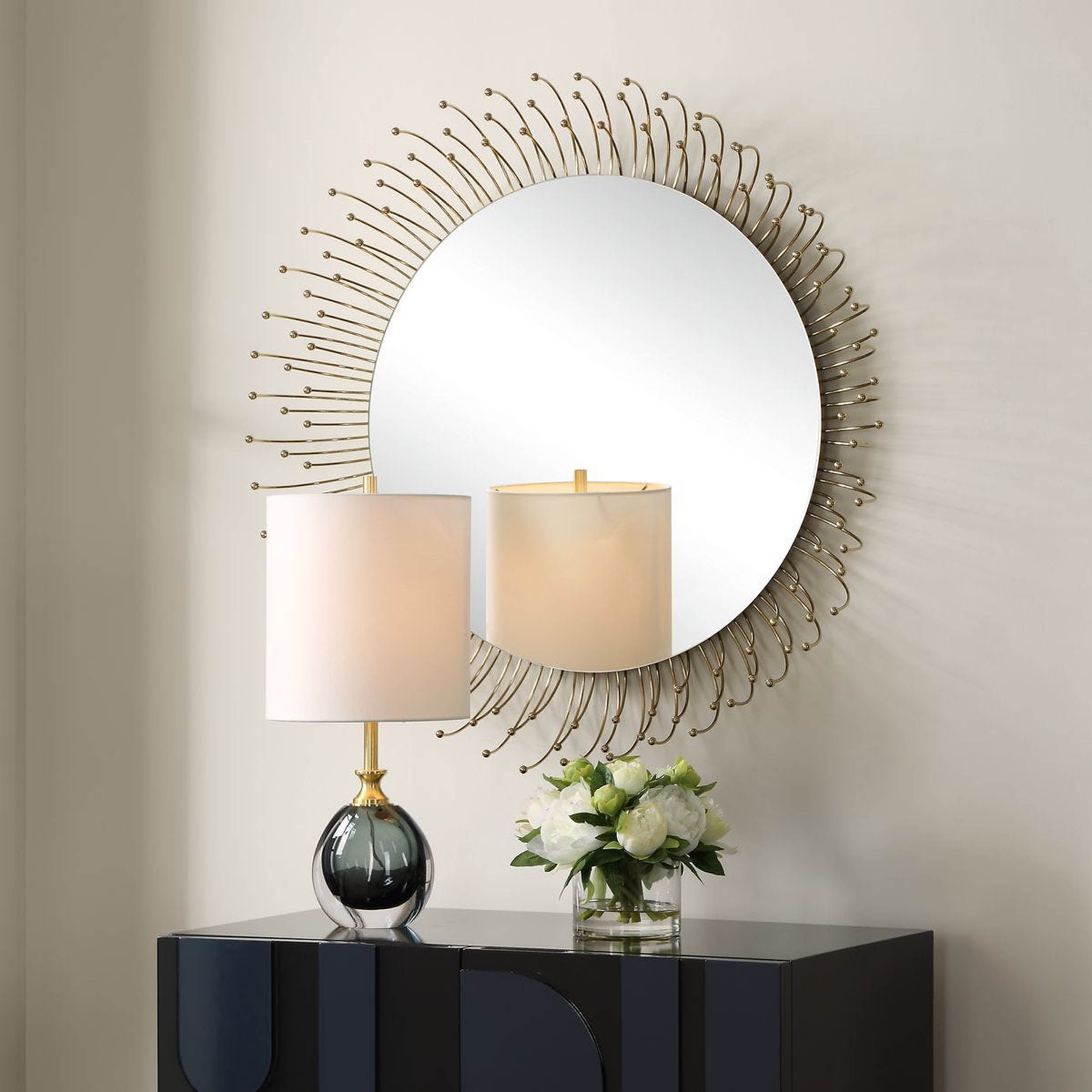 Aga Round Mirror, Gold