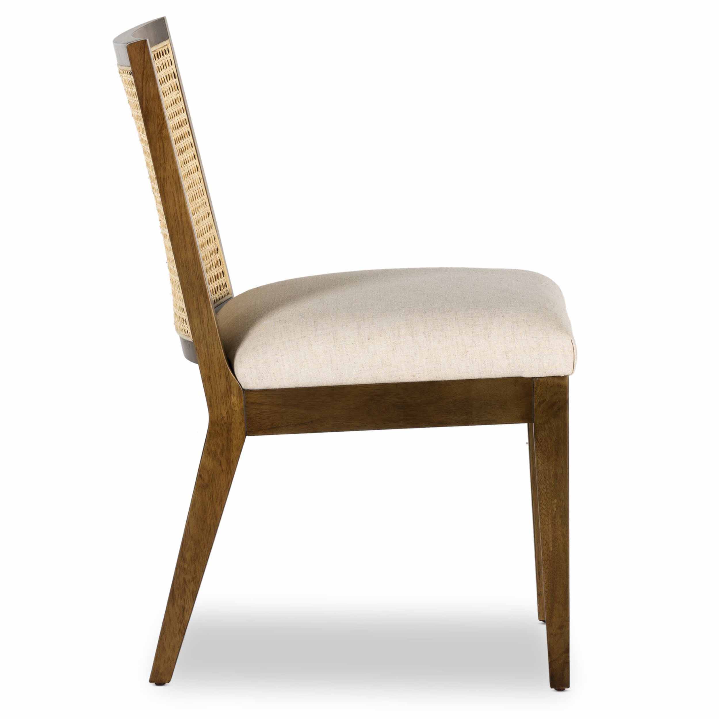 Antonia Cane Armless Dining Chair, Savile Flax, Toasted Parawood