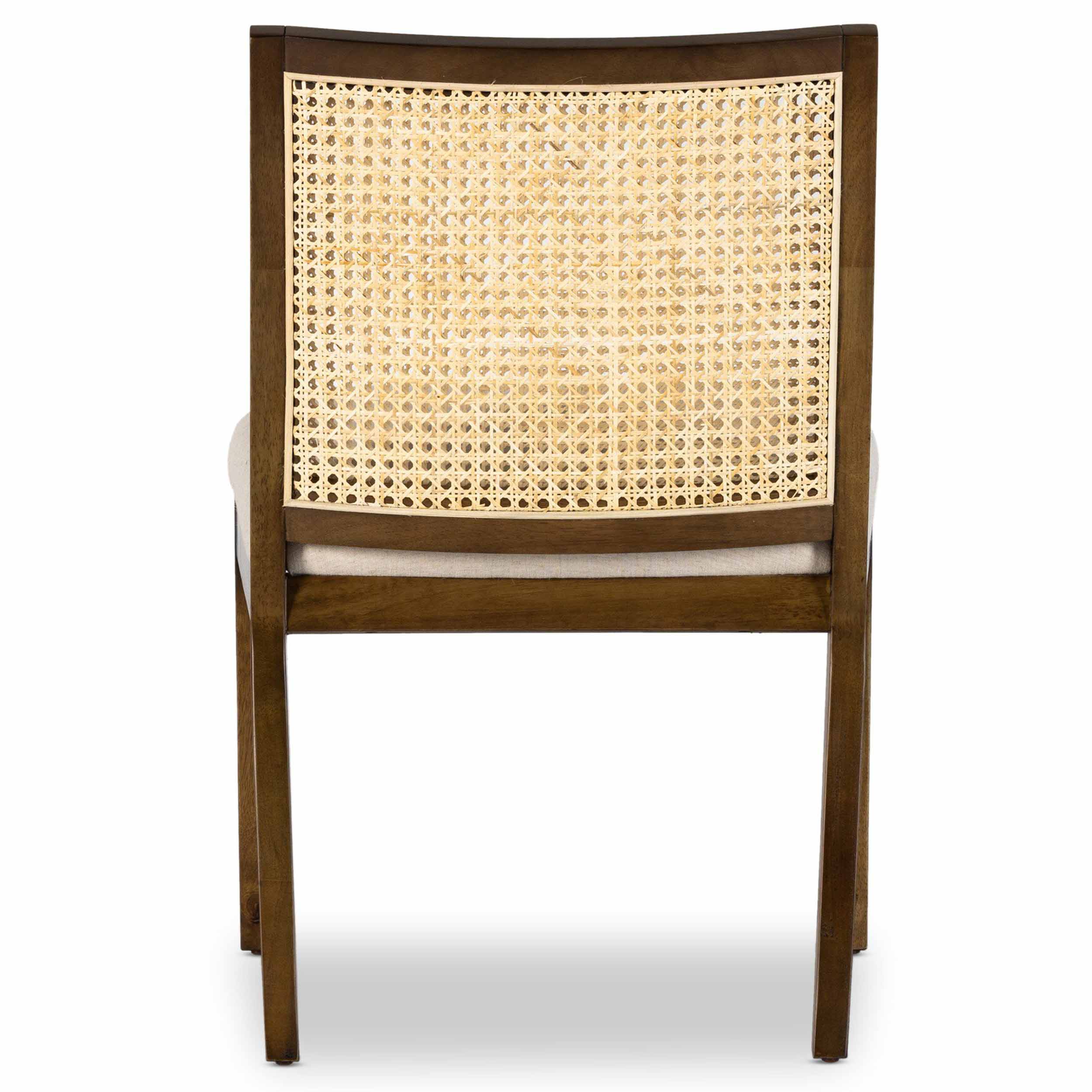 Antonia Cane Armless Dining Chair, Savile Flax, Toasted Parawood