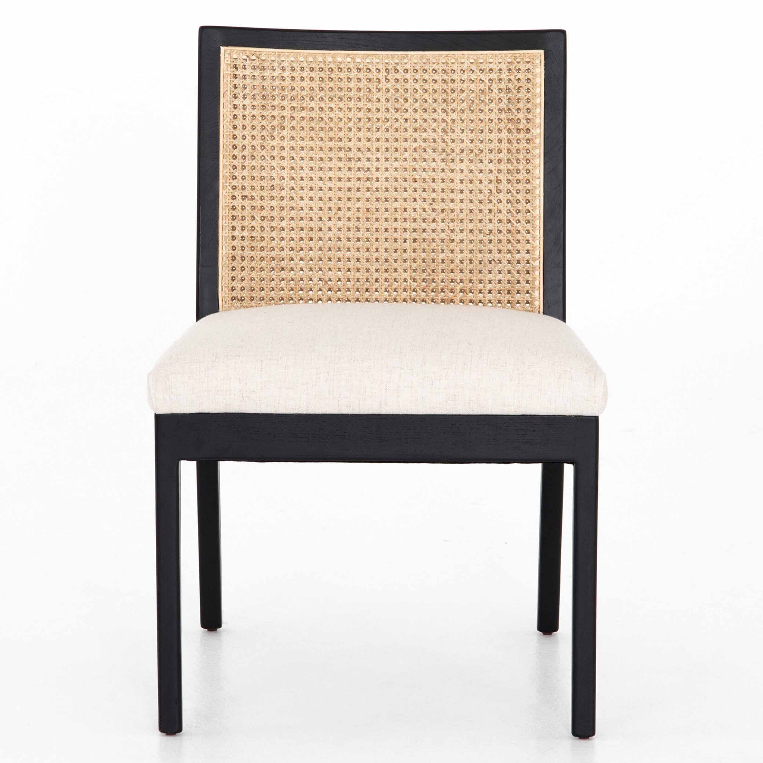 Antonia Cane Armless Dining Chair, Savile Flax, Brushed Ebony