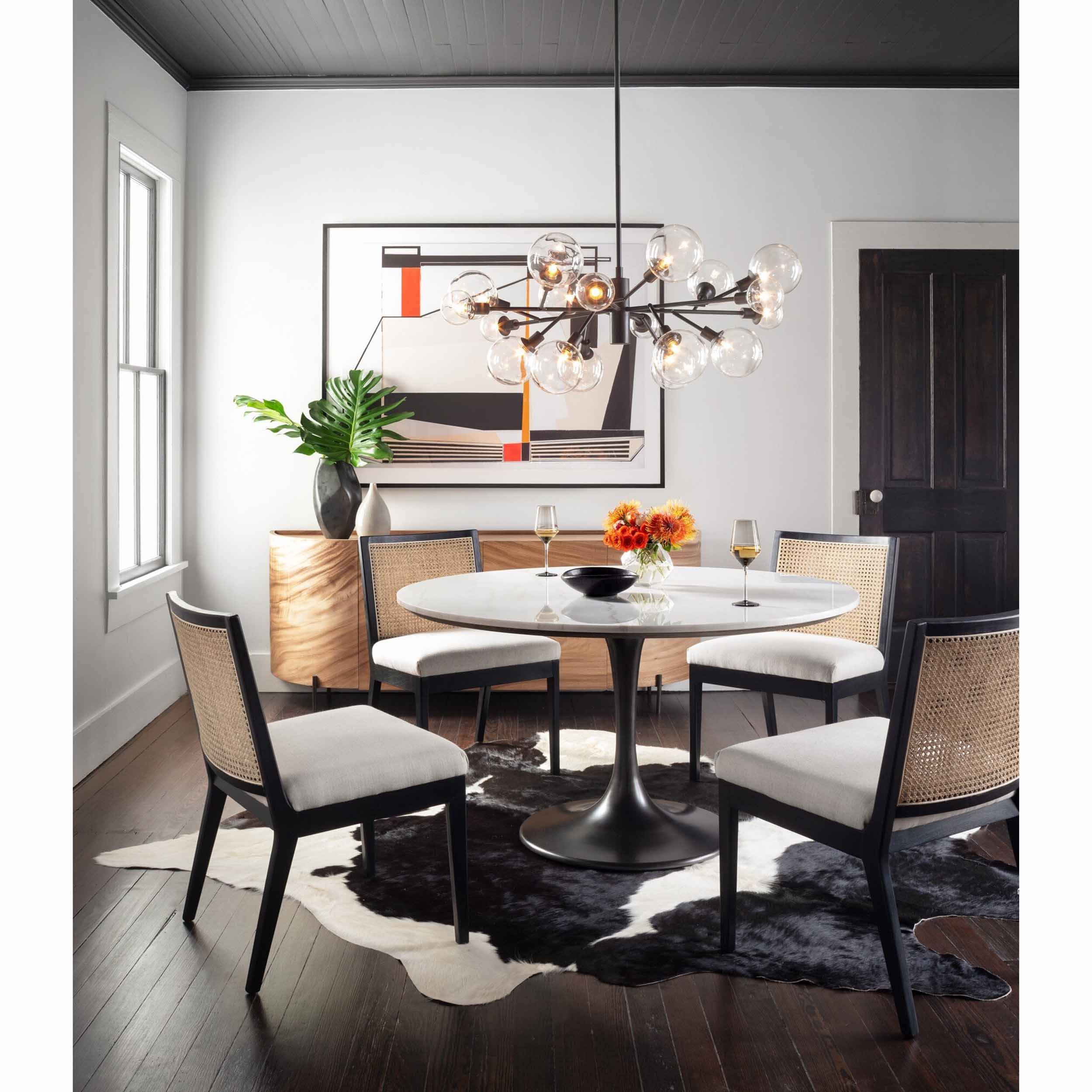 Antonia Cane Armless Dining Chair, Savile Flax, Brushed Ebony