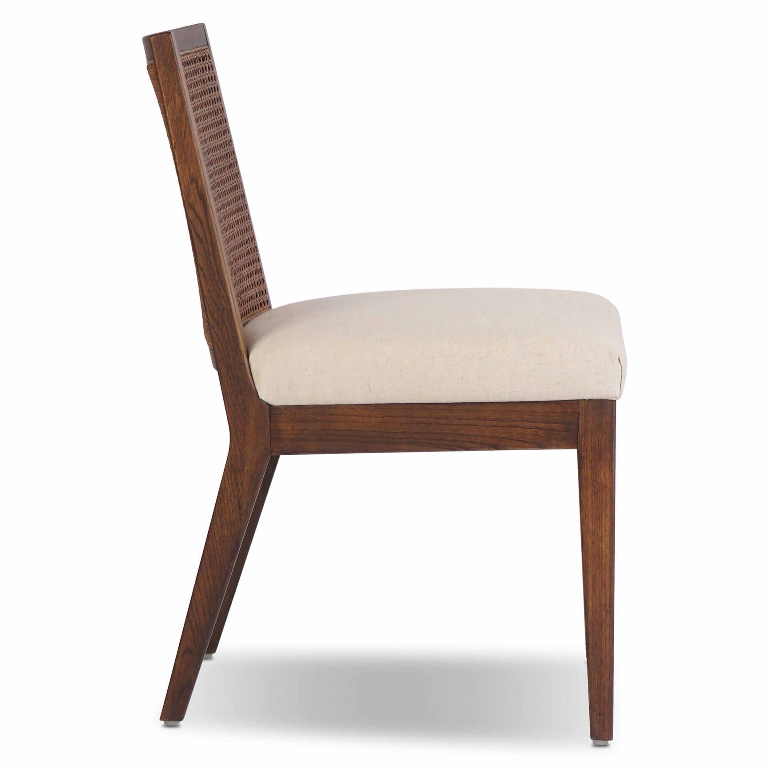 Antonia Cane Armless Dining Chair, Savile Flax, Almond Nettlewood