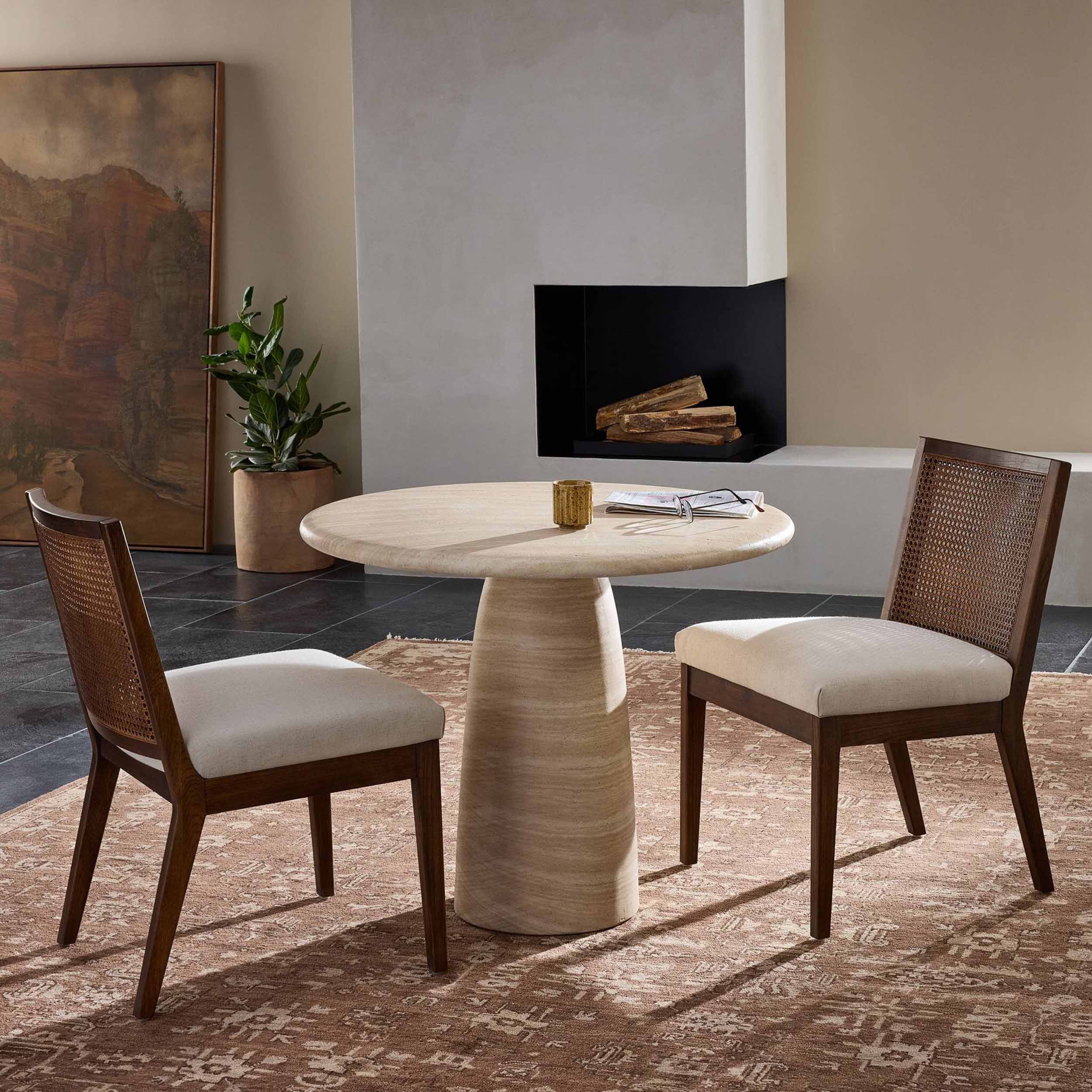 Antonia Cane Armless Dining Chair, Savile Flax, Almond Nettlewood