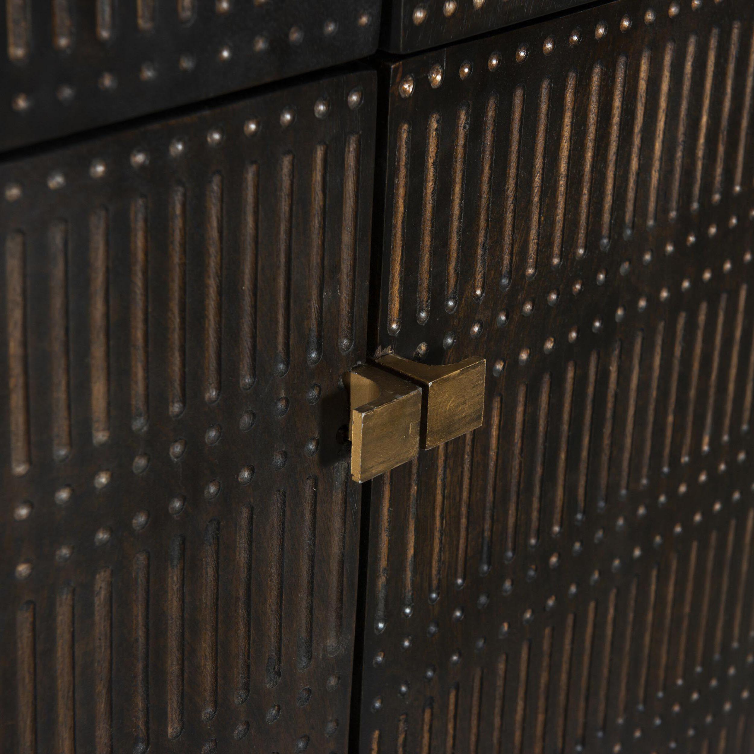 Kelby Cabinet, Carved Vintage Brown