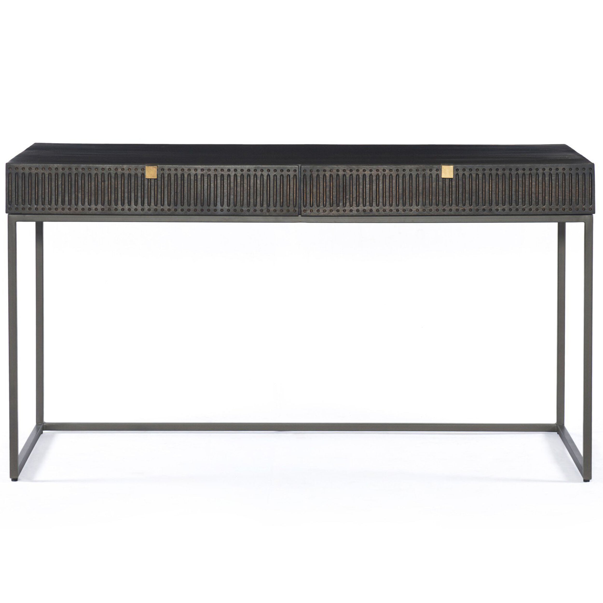 Kelby Writing Desk, Carved Vintage Brown
