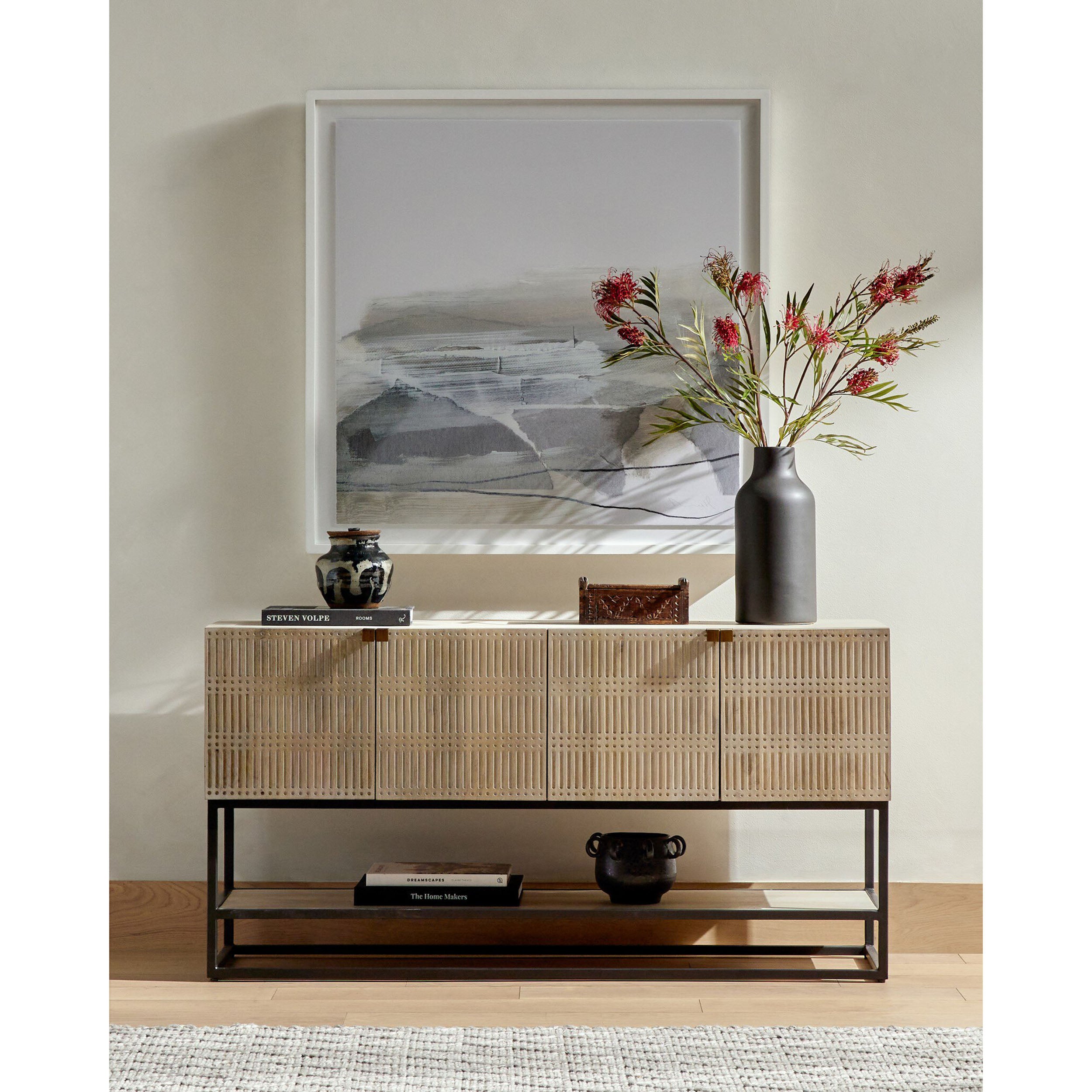 Kelby Small Media Console, Light Wash Mango