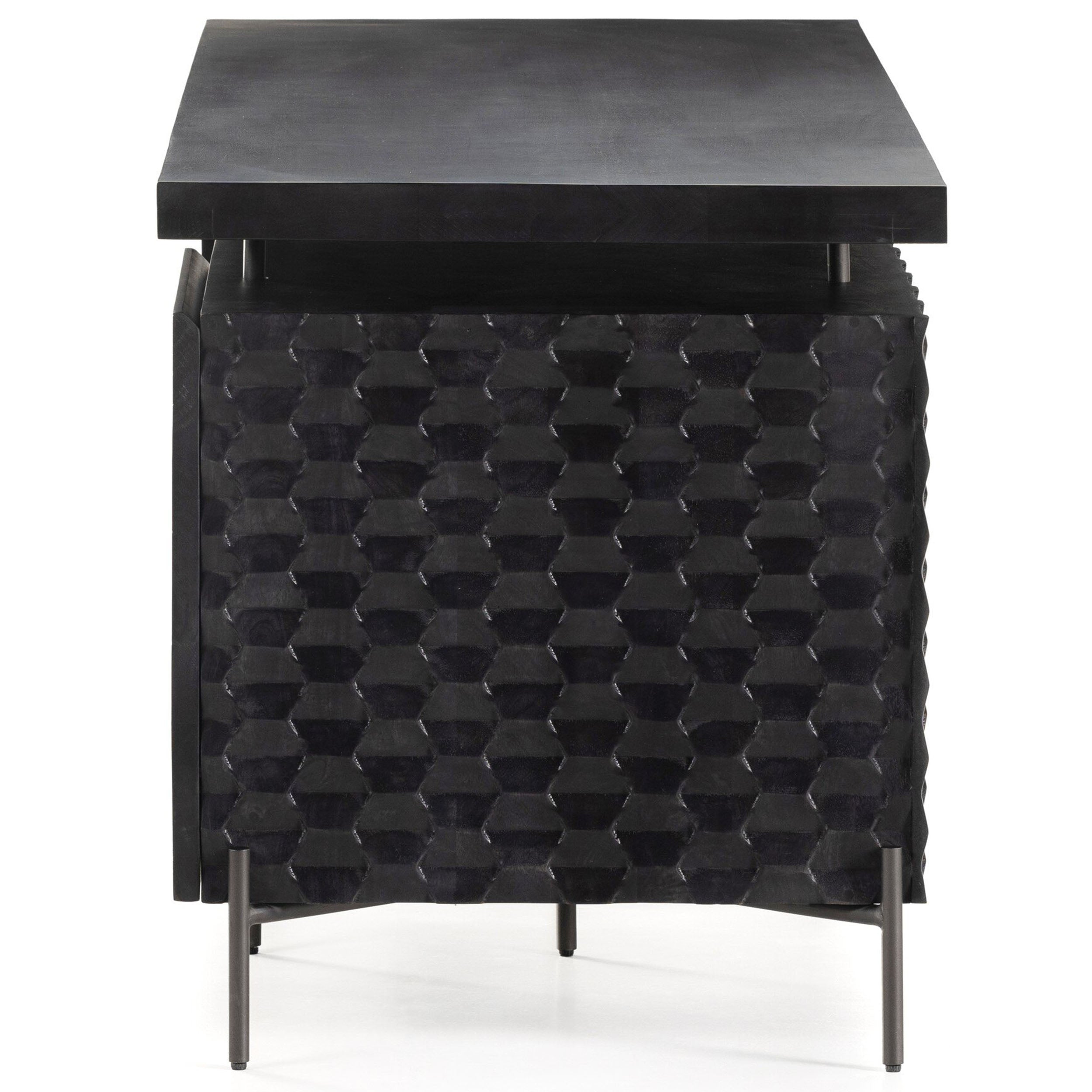 Raffael Desk, Gunmetal, Carved Black Wash