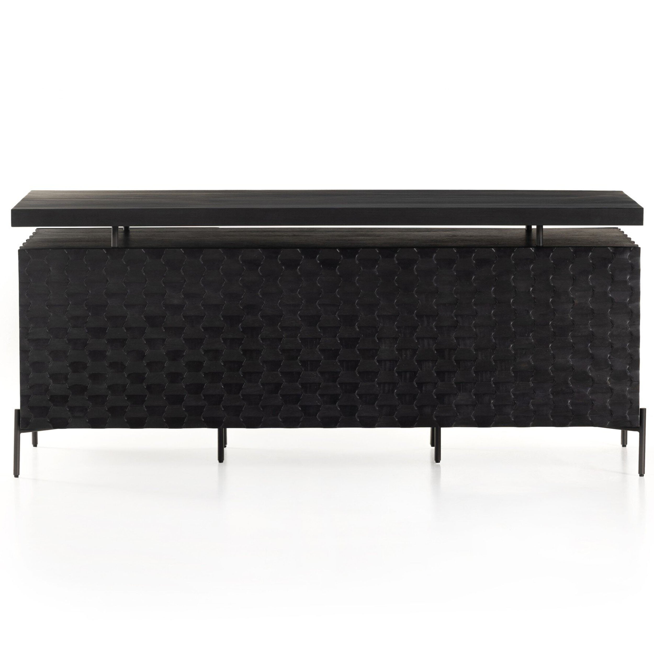 Raffael Desk, Gunmetal, Carved Black Wash