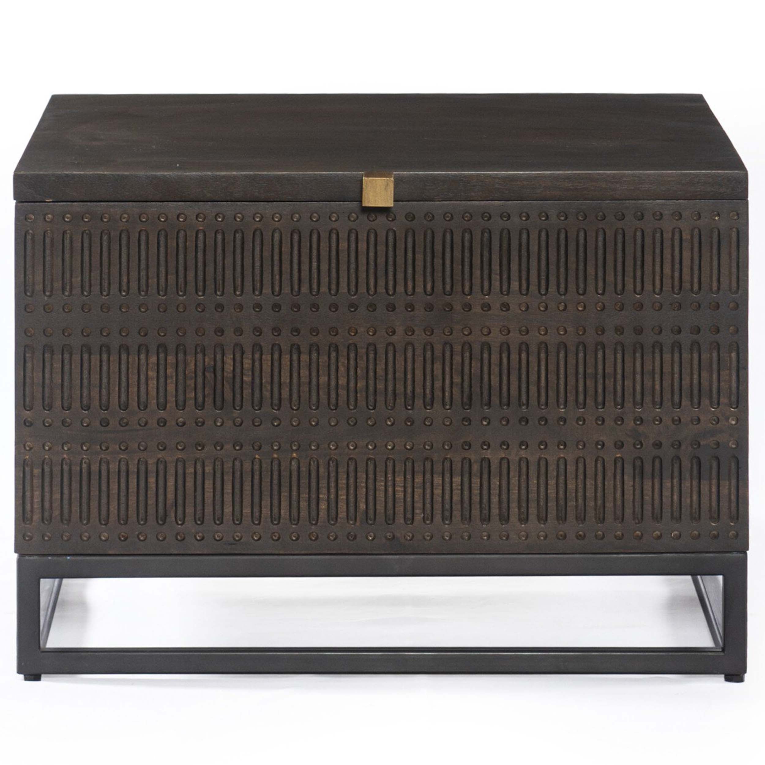 Kelby Storage Bunching Table, Gunmetal, Carved Vintage Brown
