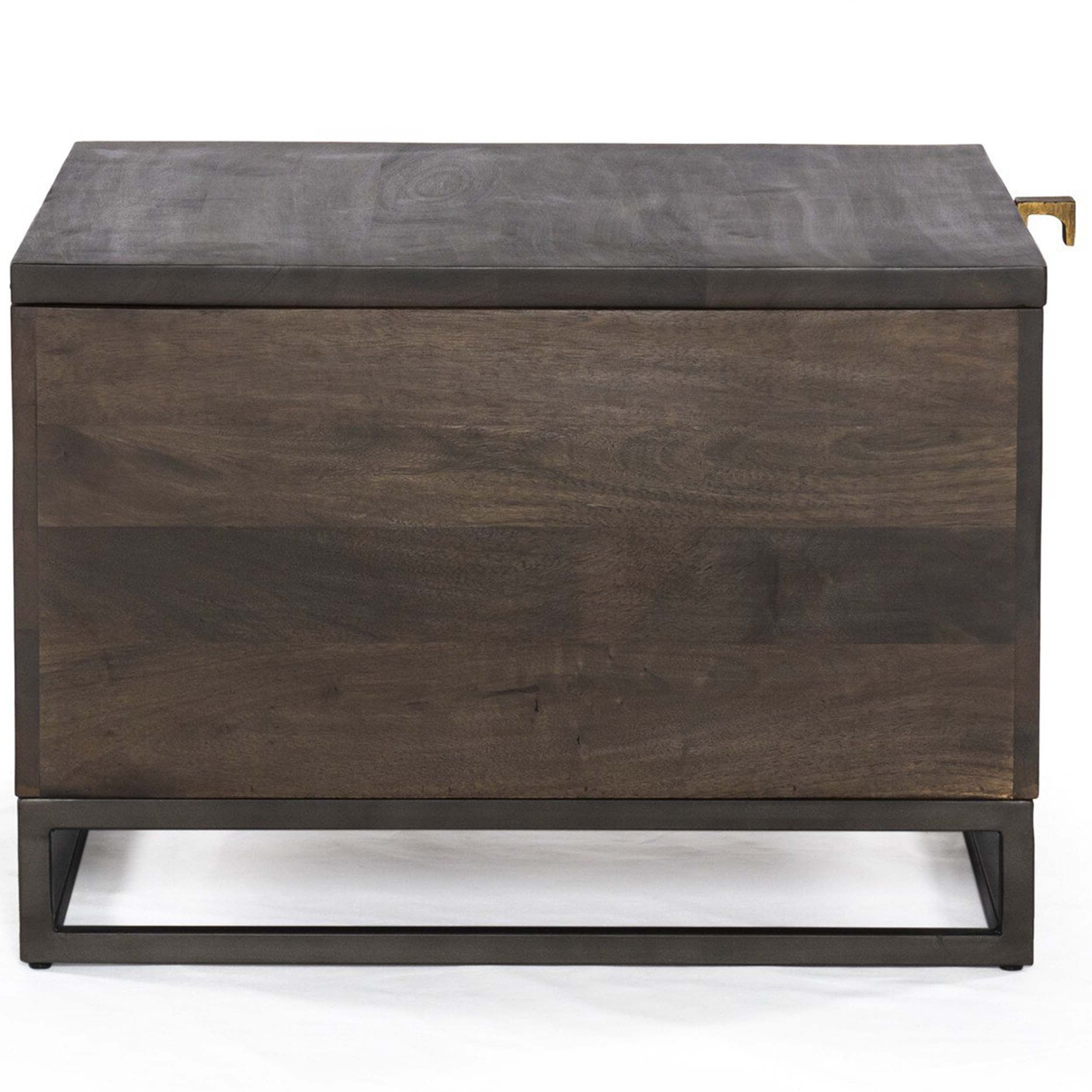 Kelby Storage Bunching Table, Gunmetal, Carved Vintage Brown