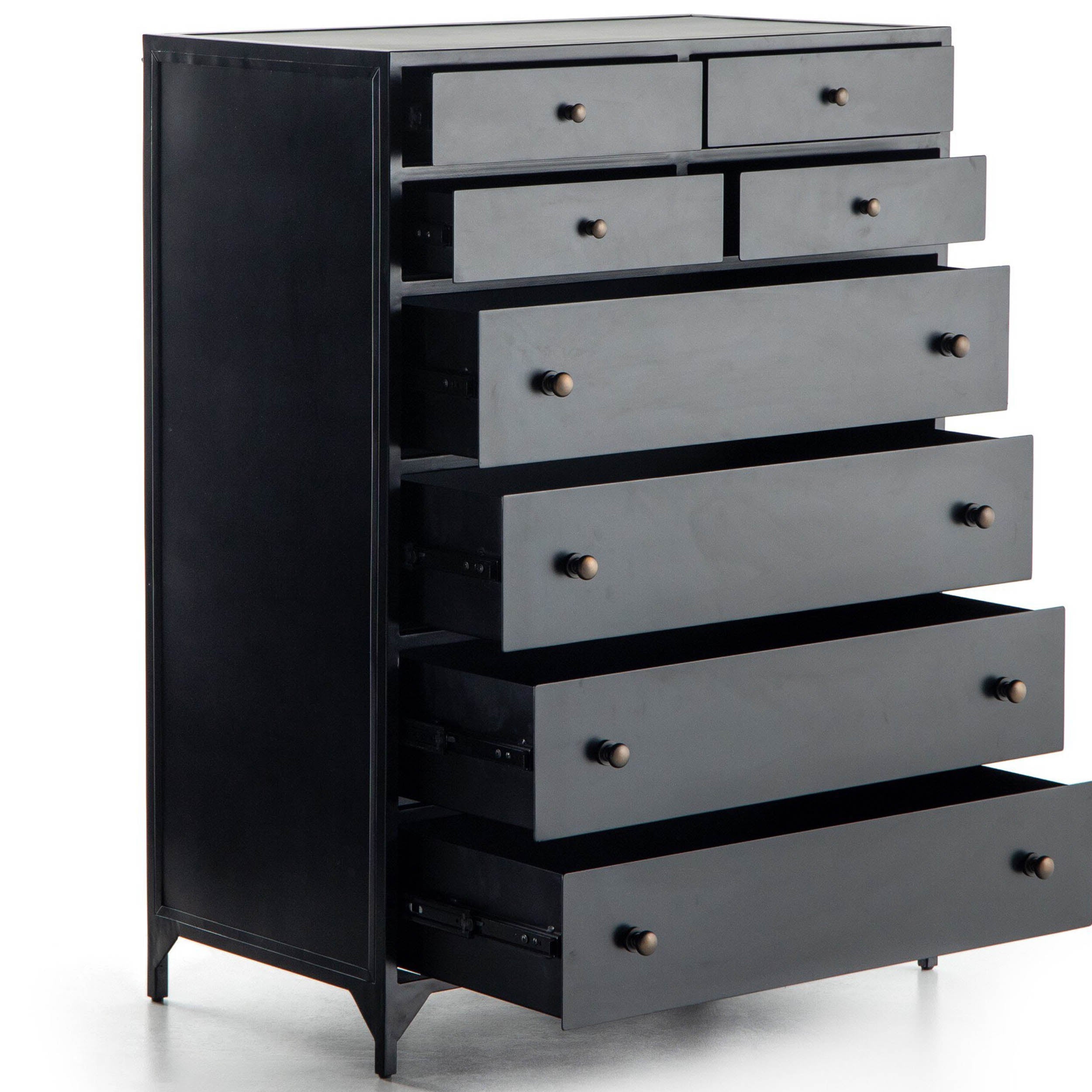 Belmont 8 Drawer Tall Dresser, Black