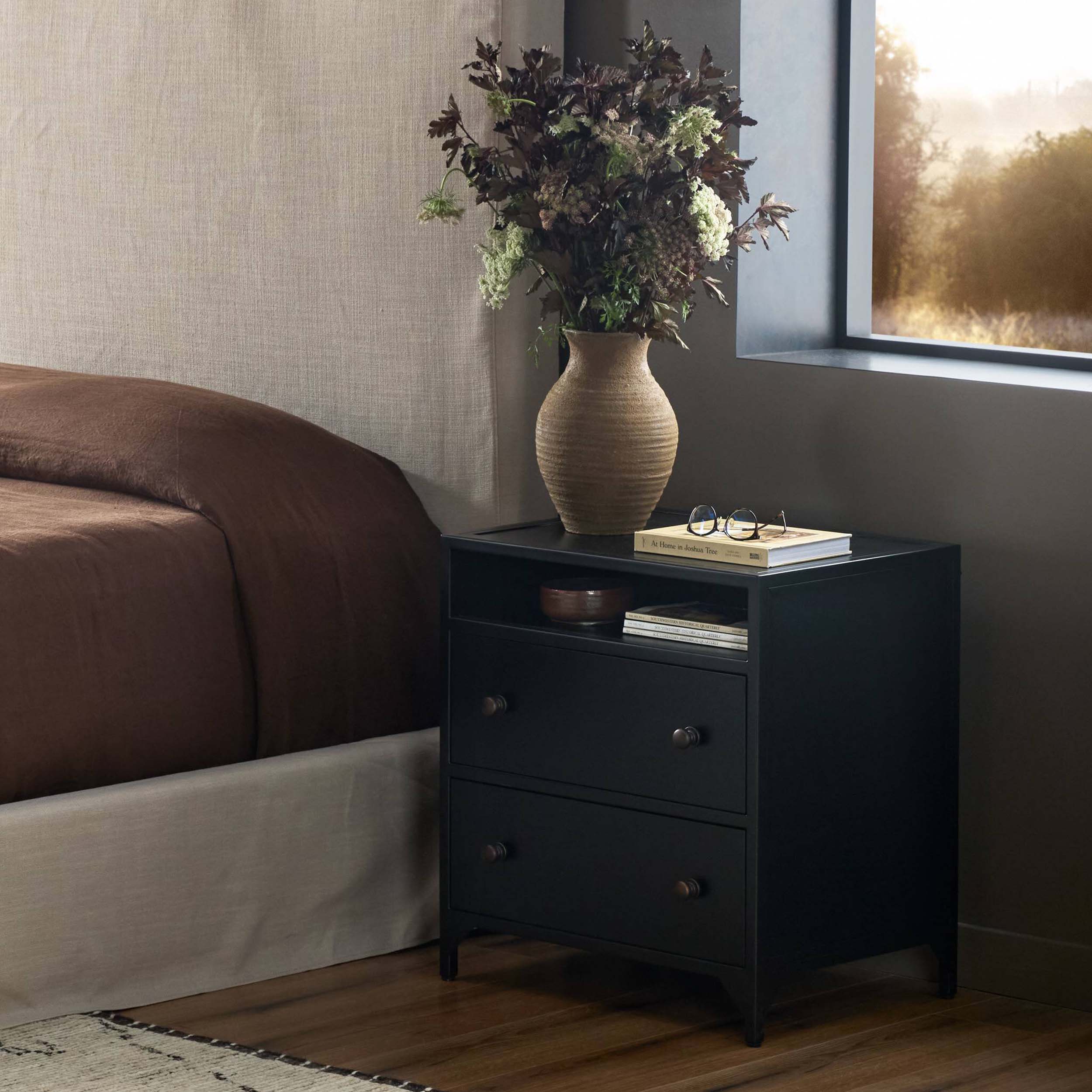 Belmont 2 Drawer Nightstand, Black