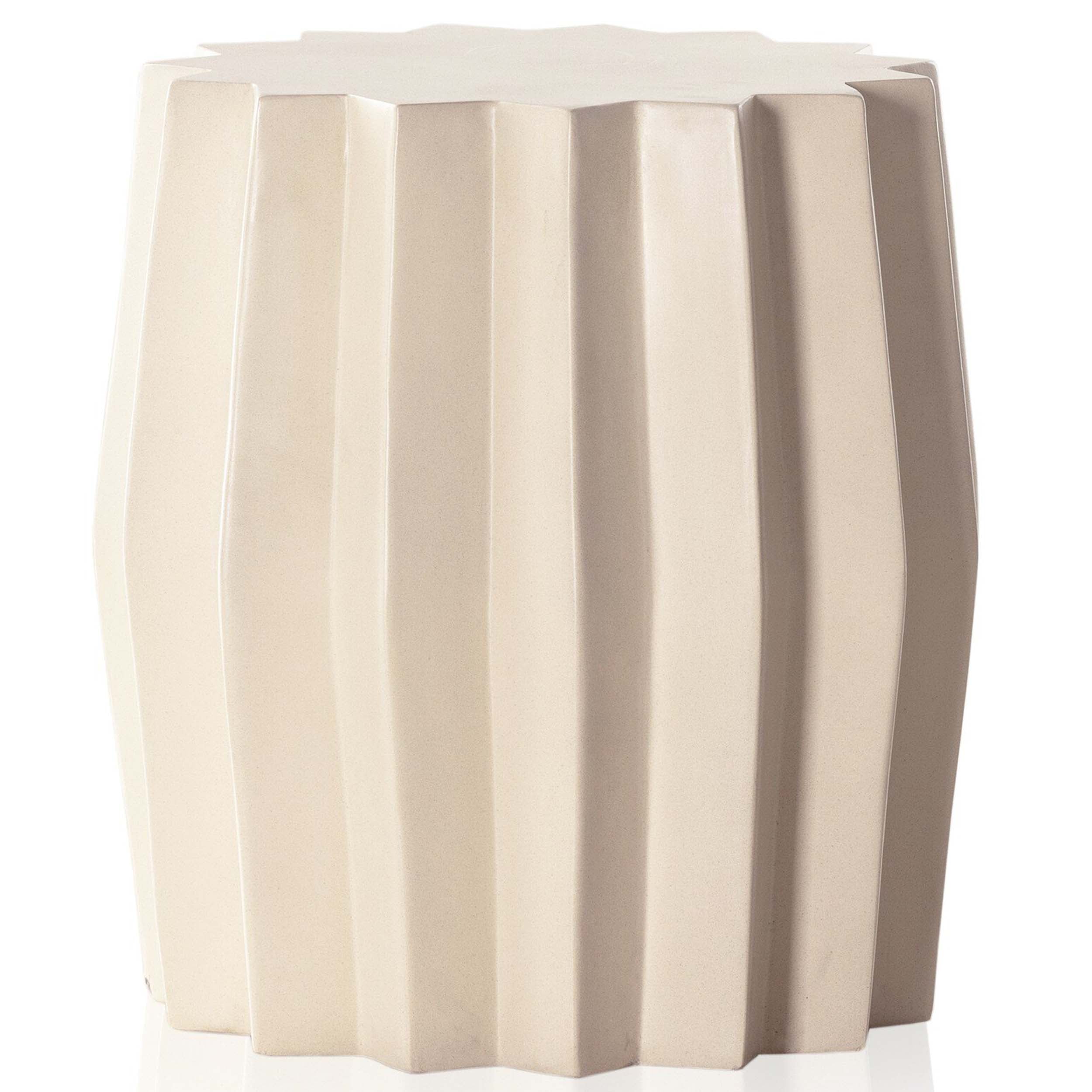 Gem Outdoor End Table, Parchment White