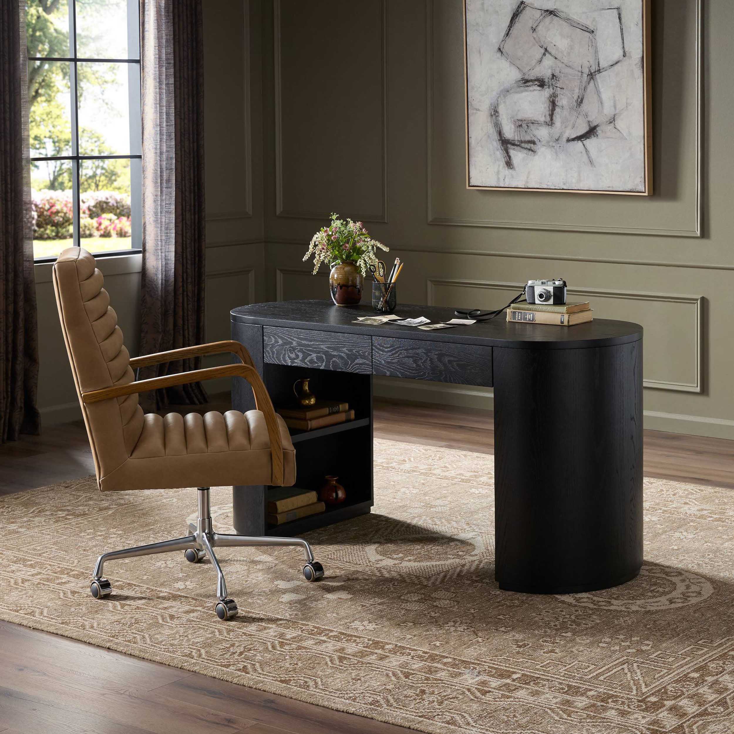 Pilar Desk, Brushed Ebony Oak
