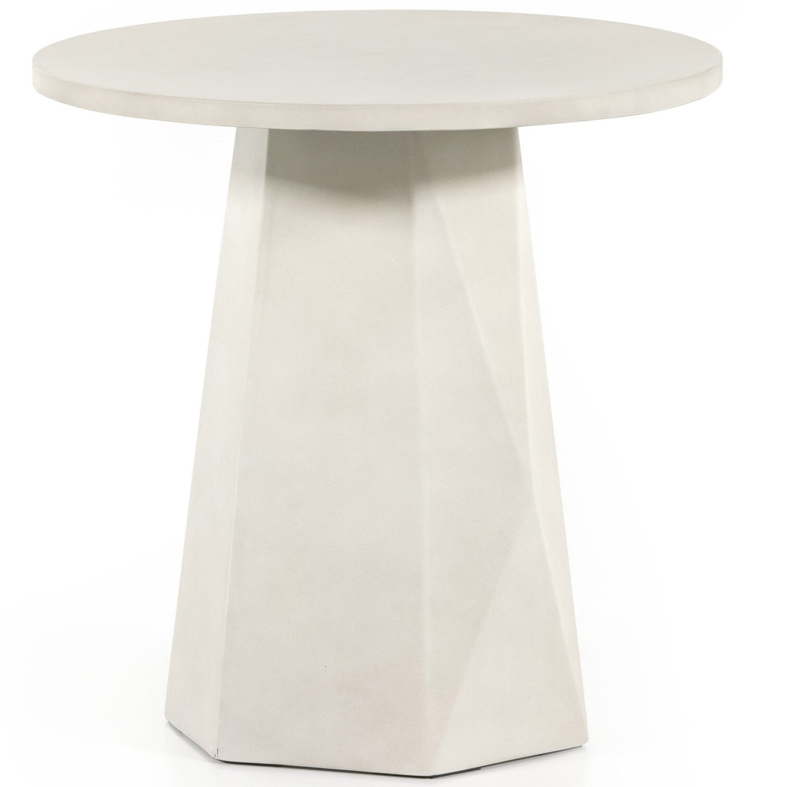 Bowman Outdoor End Table, White Concrete