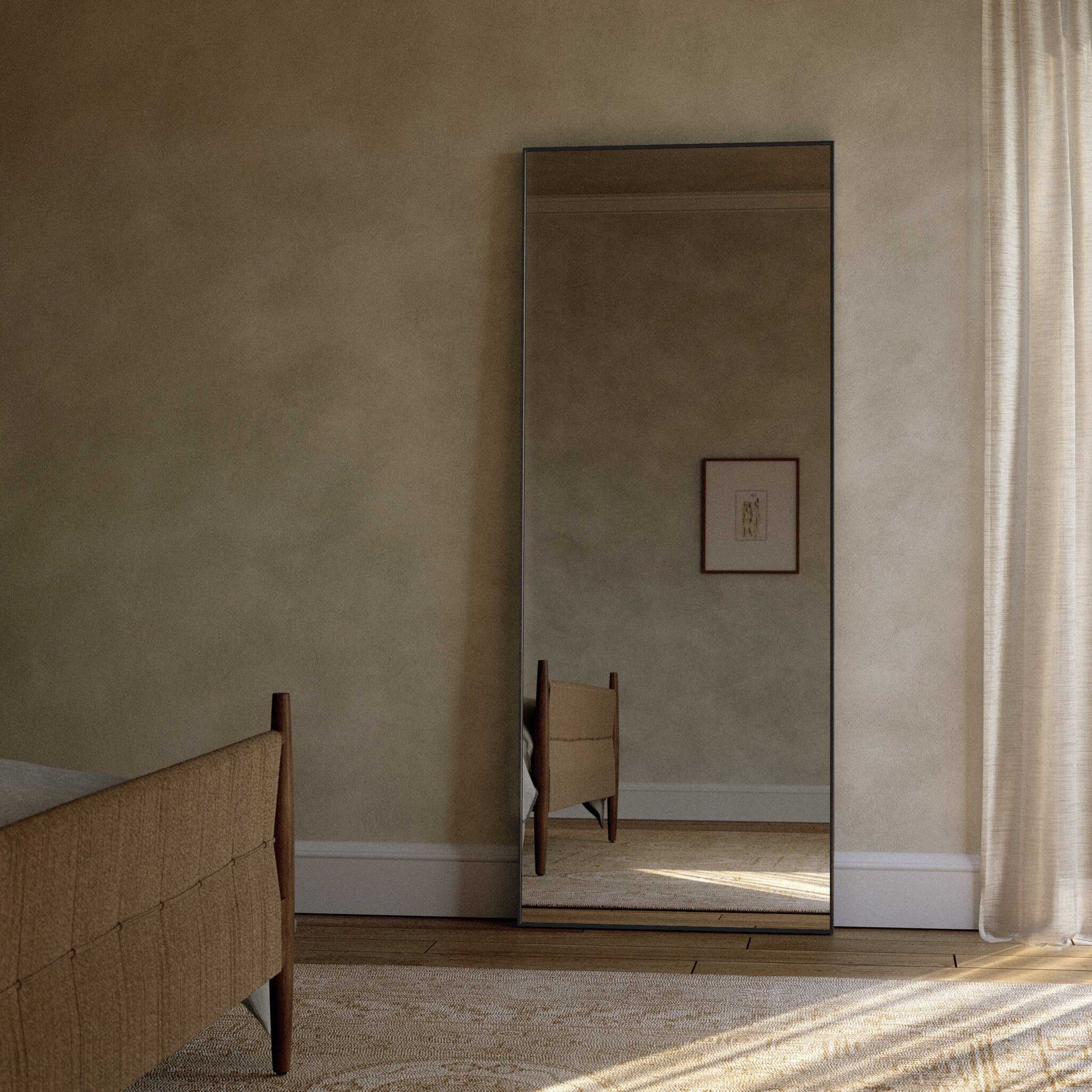 Bellvue Floor Mirror, Rustic Black