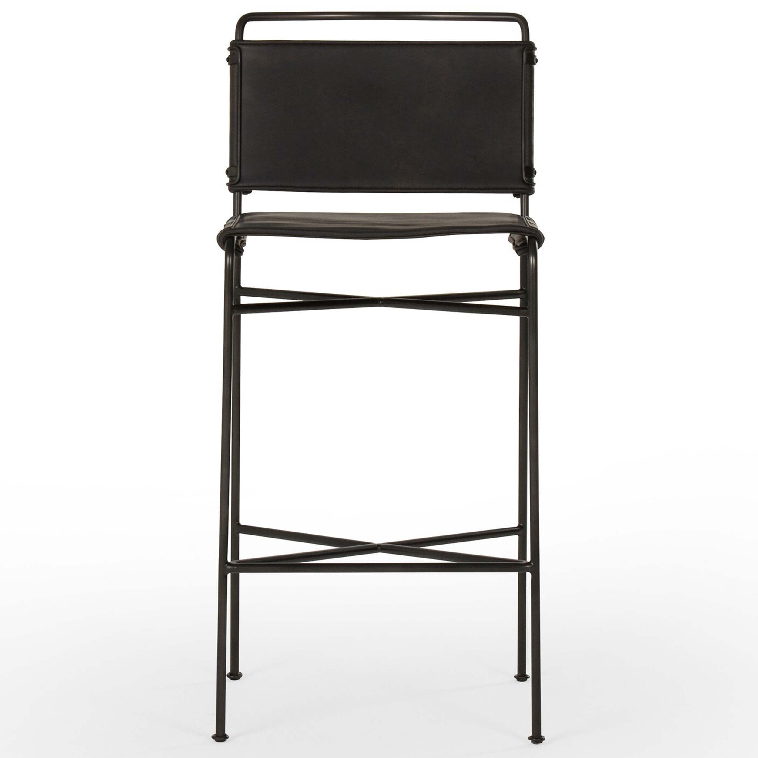 Wharton Bar + Counter Stool, Distressed Black