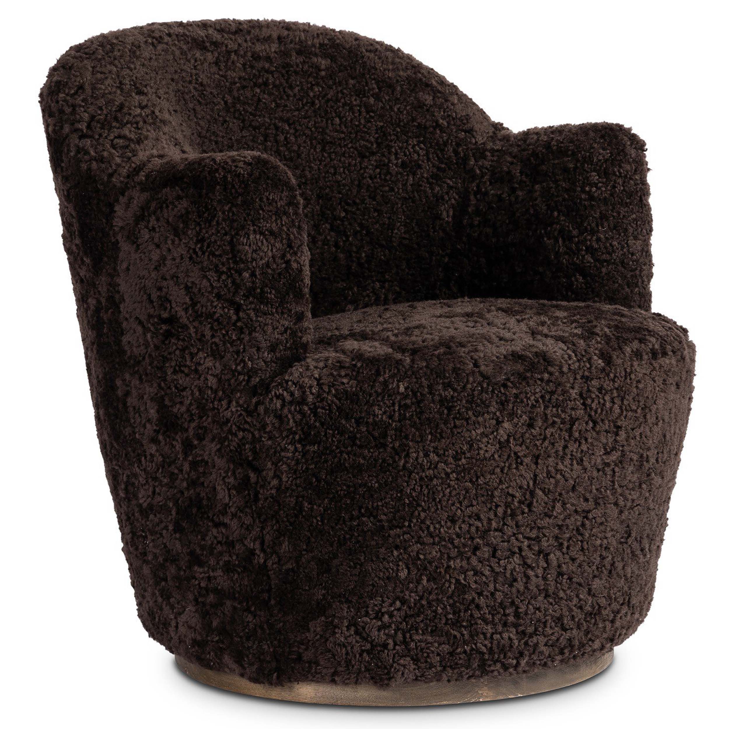 Aurora Swivel Chair, Cocoa Shearling