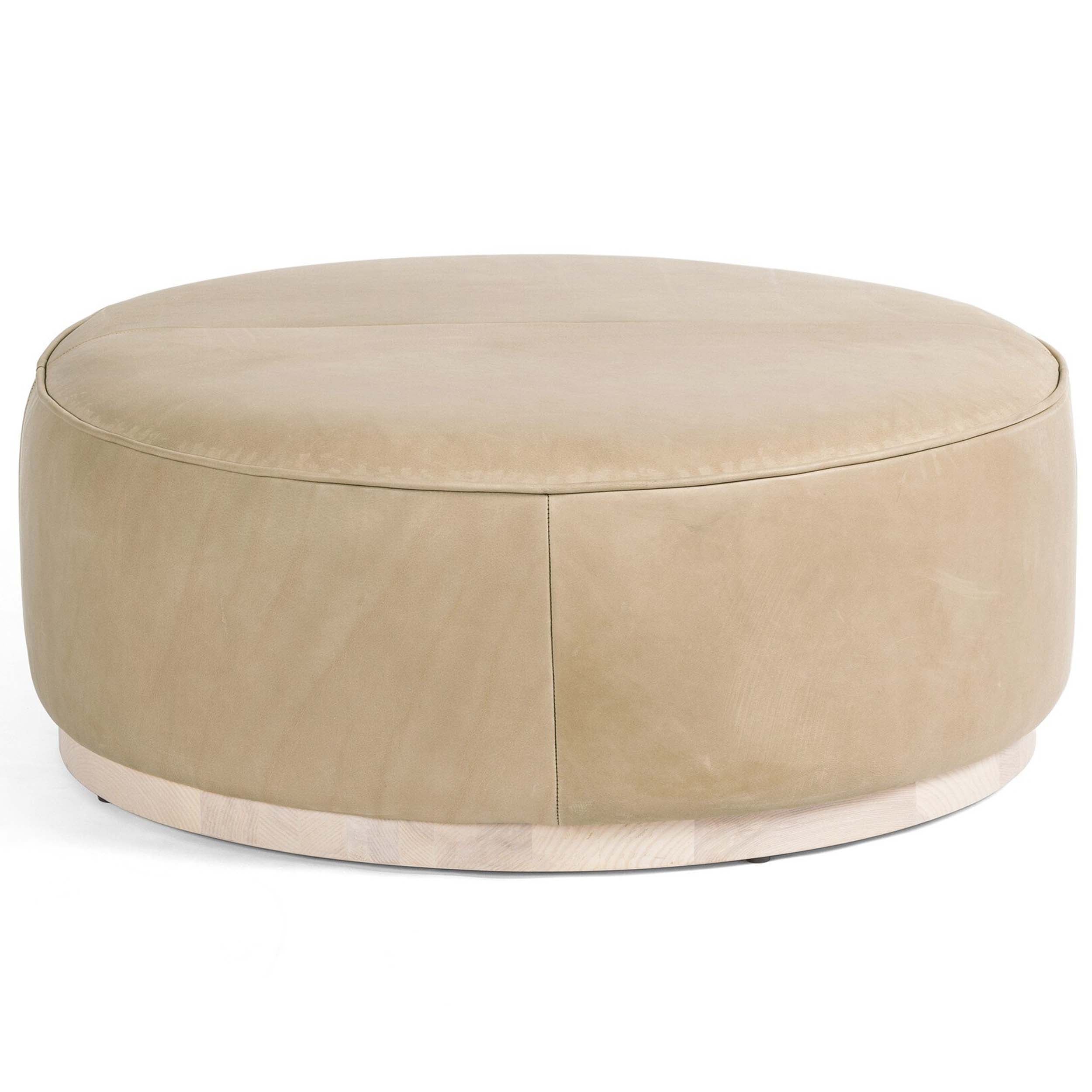 Sinclair Large Round Ottoman, Harness Burlap