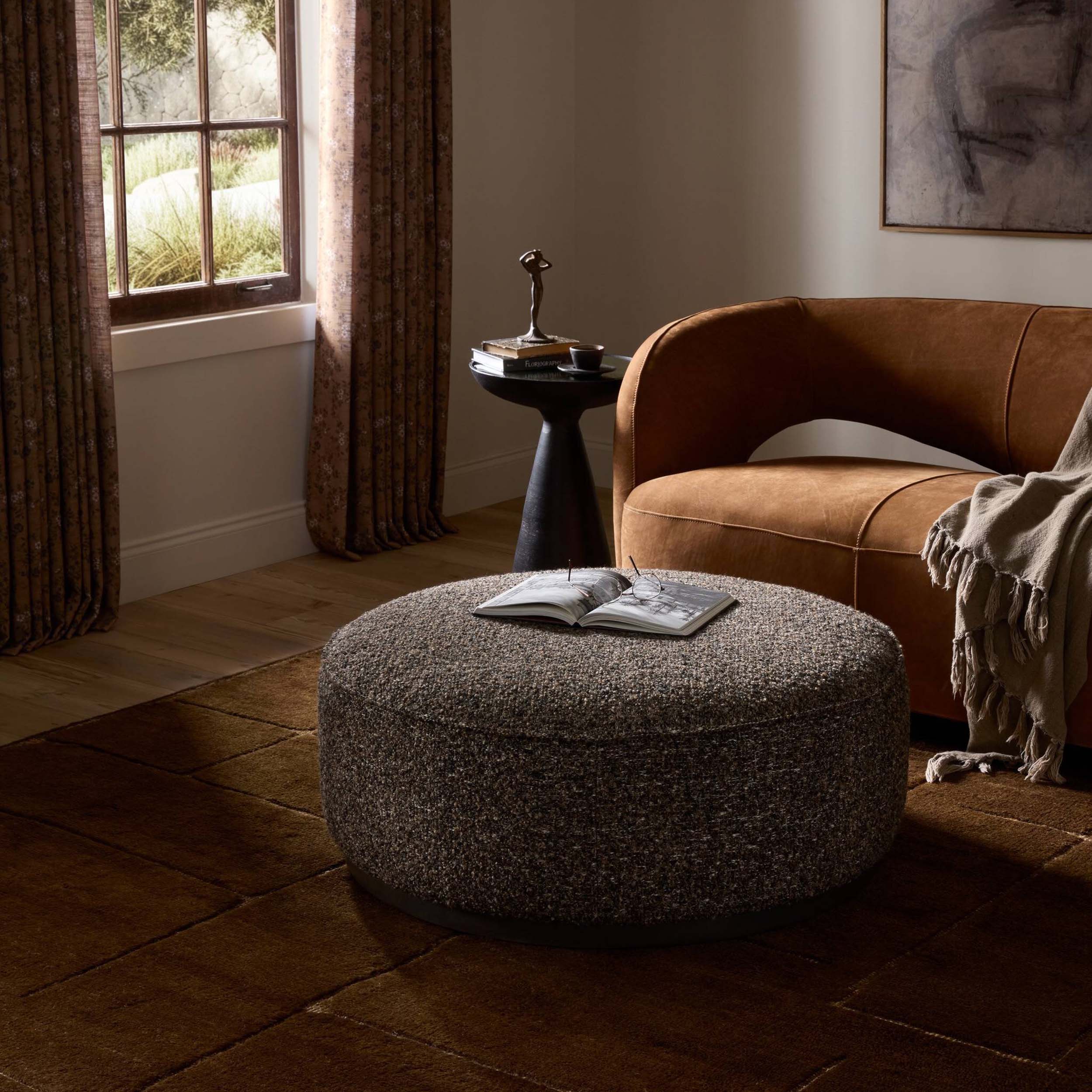 Sinclair Large Round Ottoman, Ivan Granite