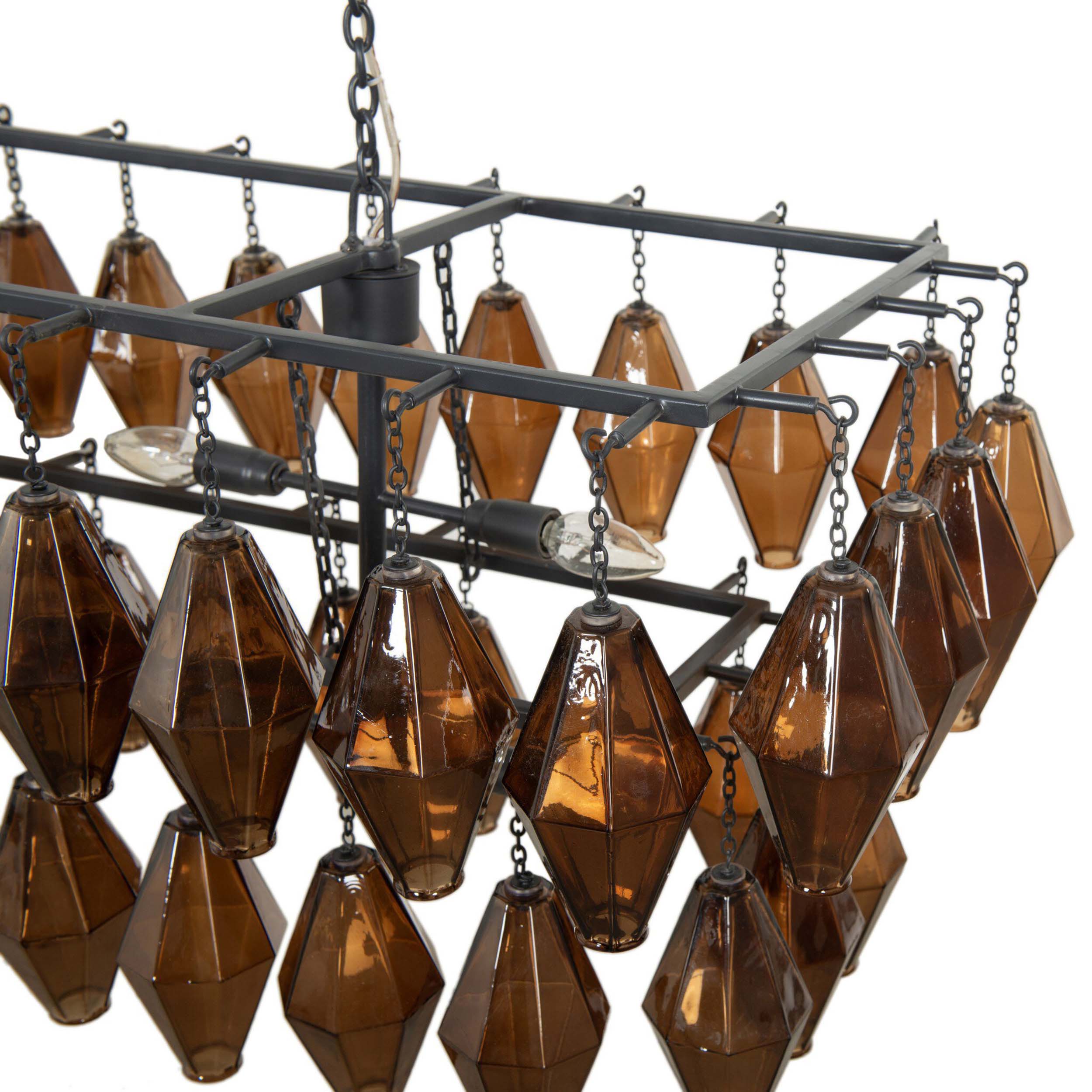 Adeline Rectangular Chandelier, Antiqued Iron