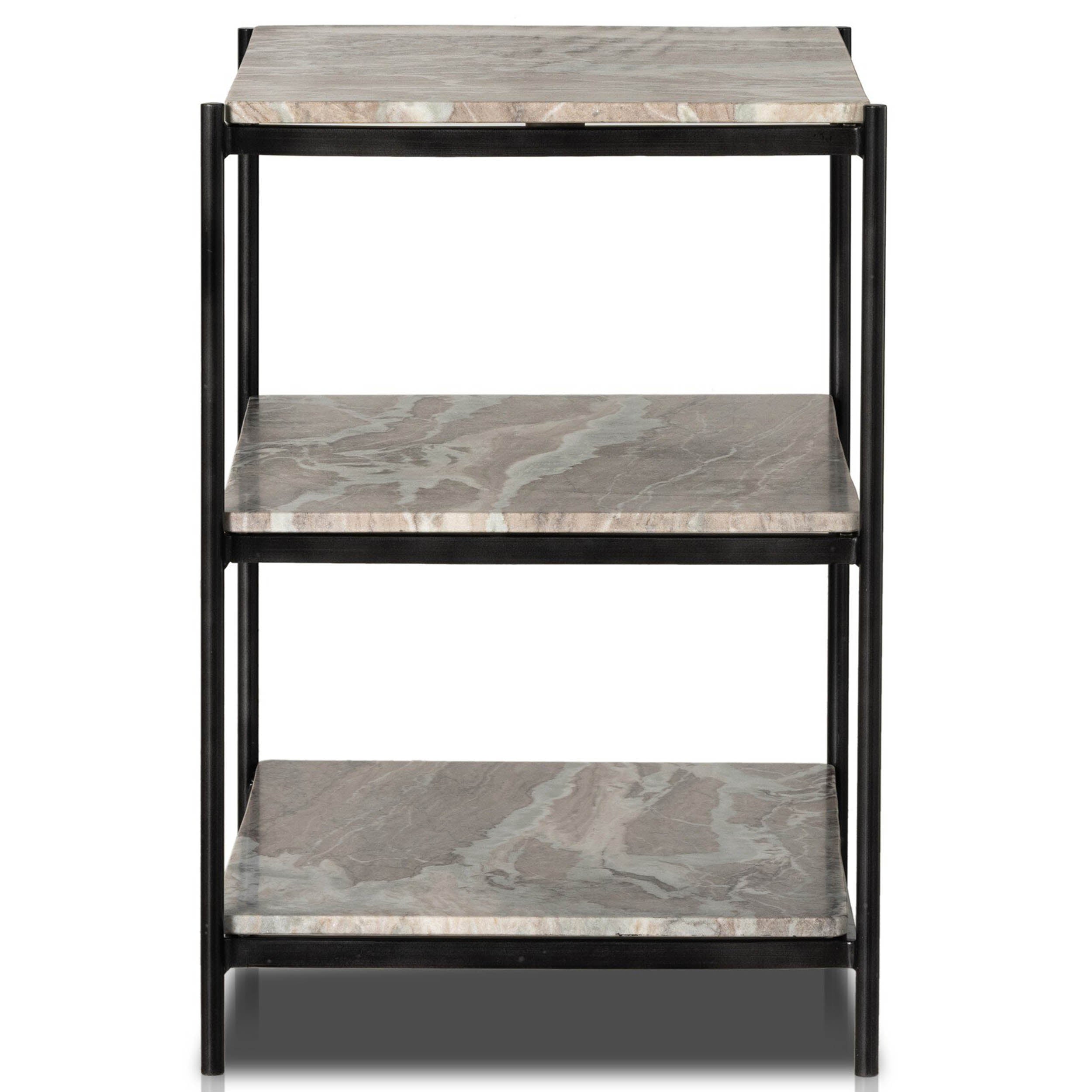 Felix Nightstand, Hammered Grey, Clear Powder Coat