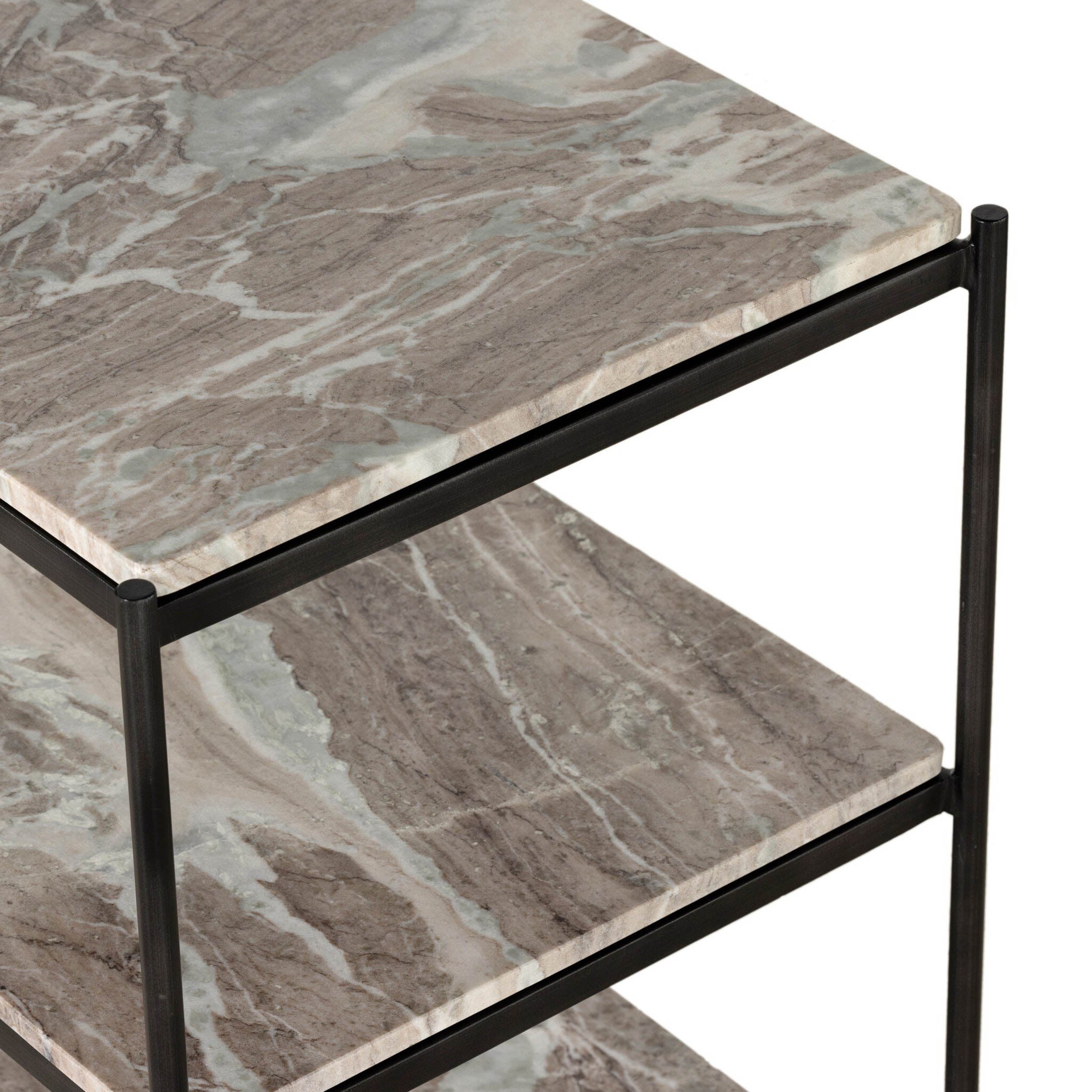 Felix Nightstand, Hammered Grey, Clear Powder Coat