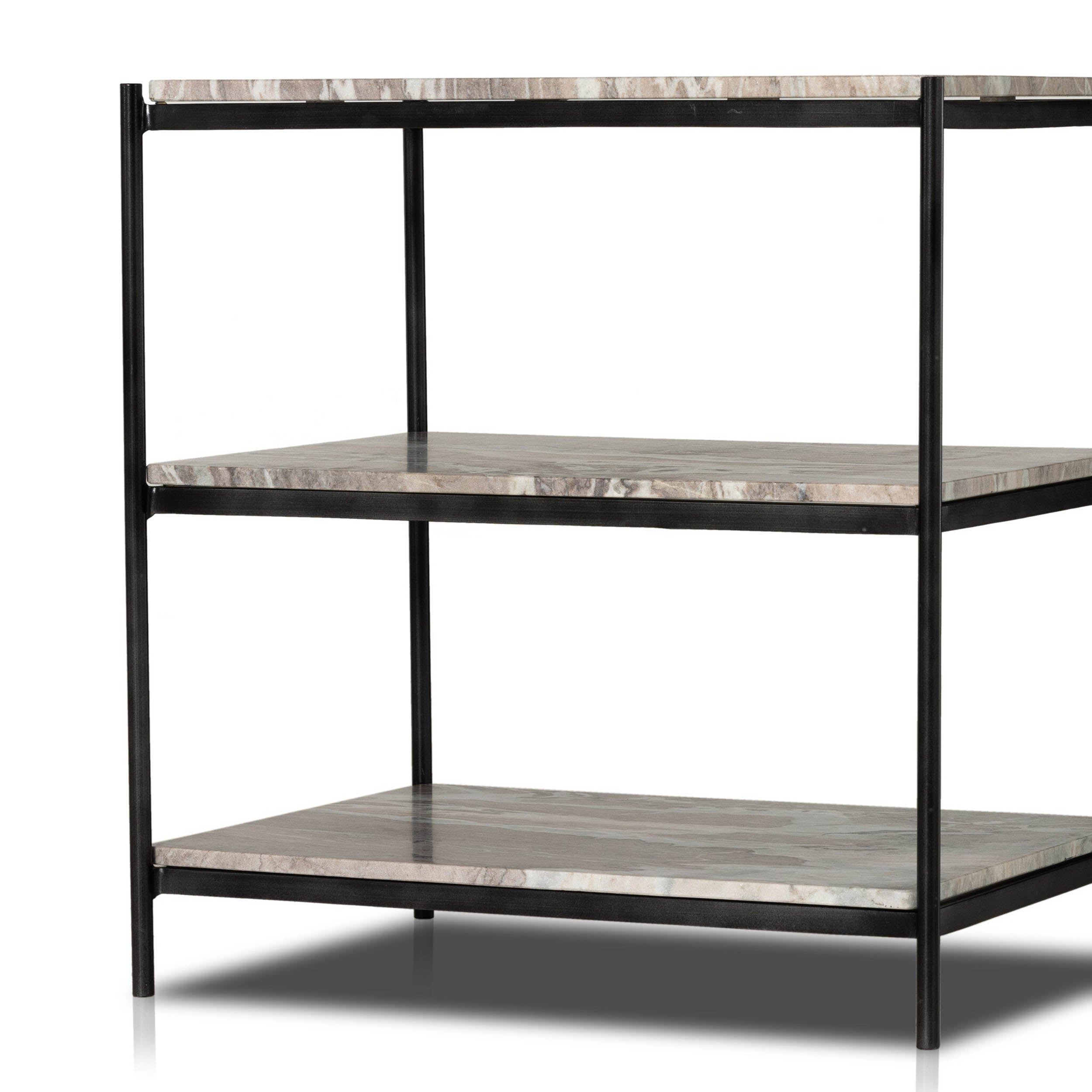 Felix Nightstand, Hammered Grey, Clear Powder Coat