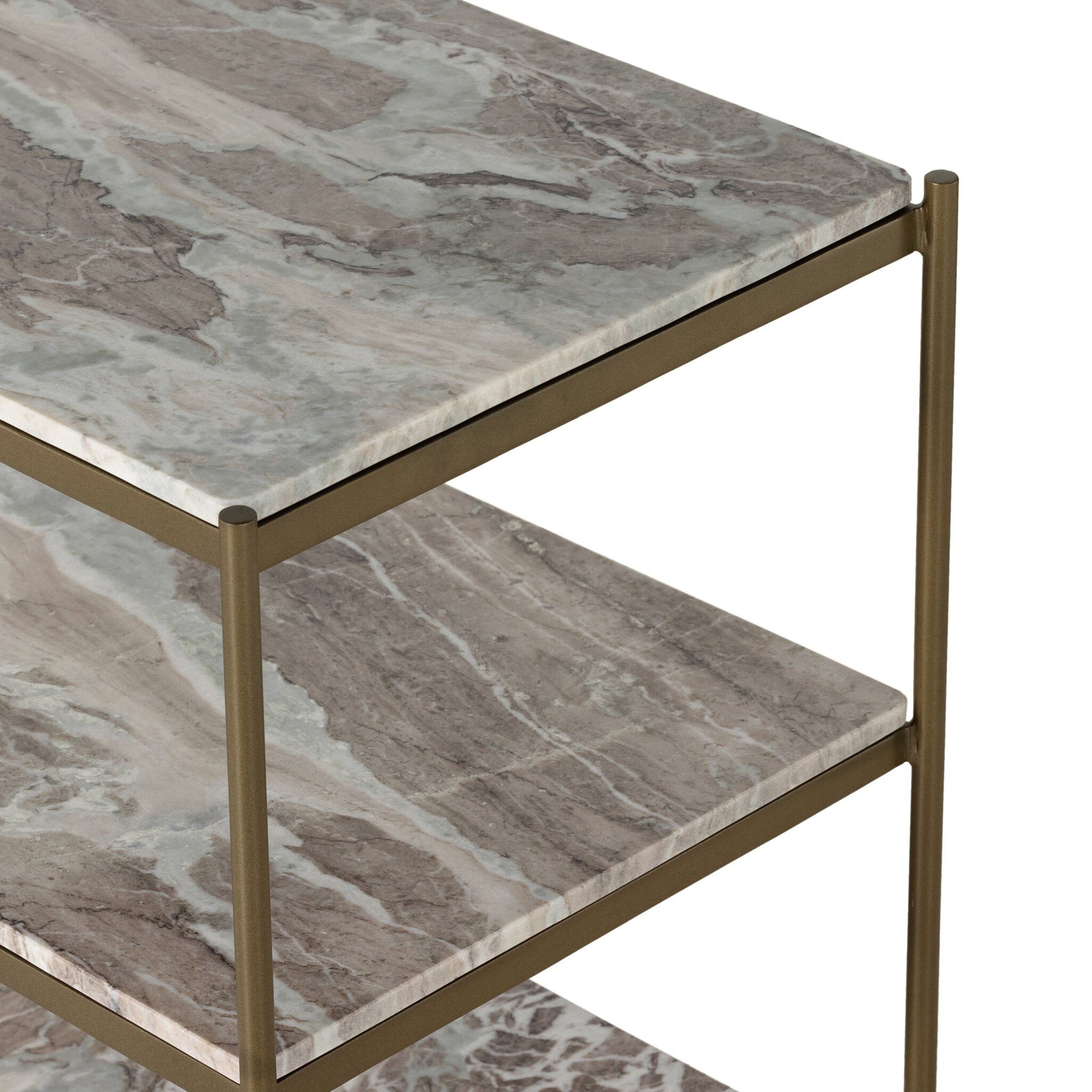 Felix Nightstand, Antique Brass, Canyon Marble