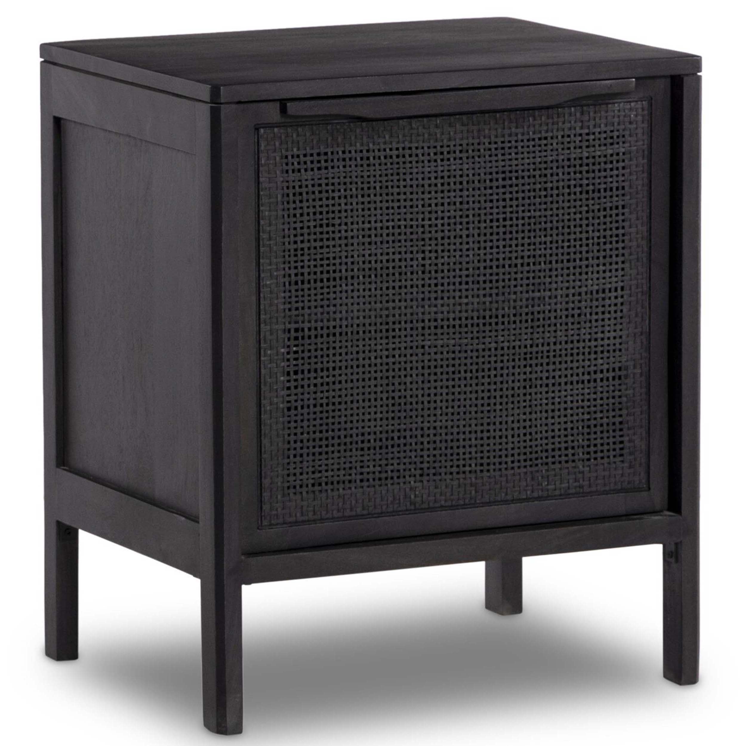 Sydney Nightstand, Black Wash/Black Cane