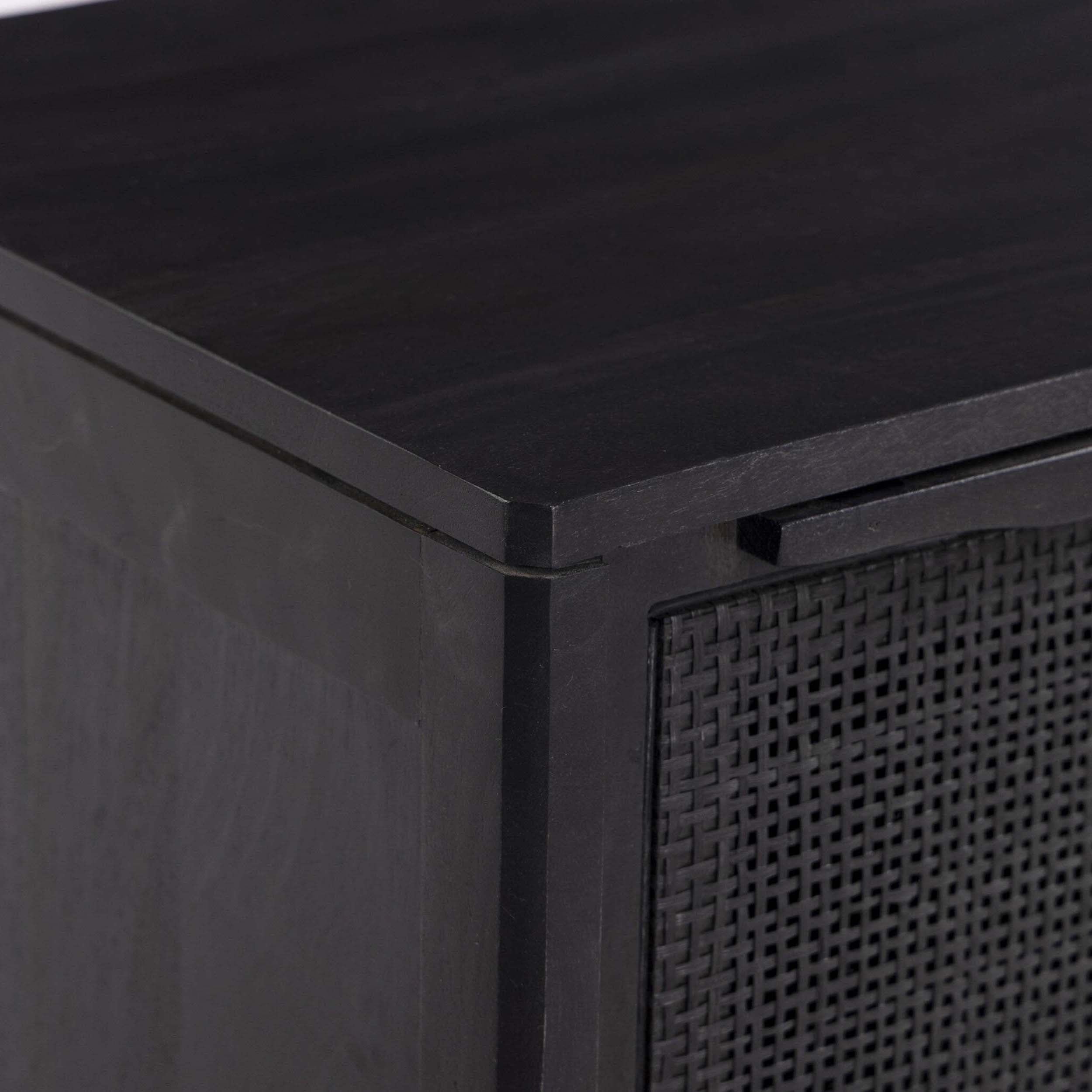 Sydney Nightstand, Black Wash/Black Cane