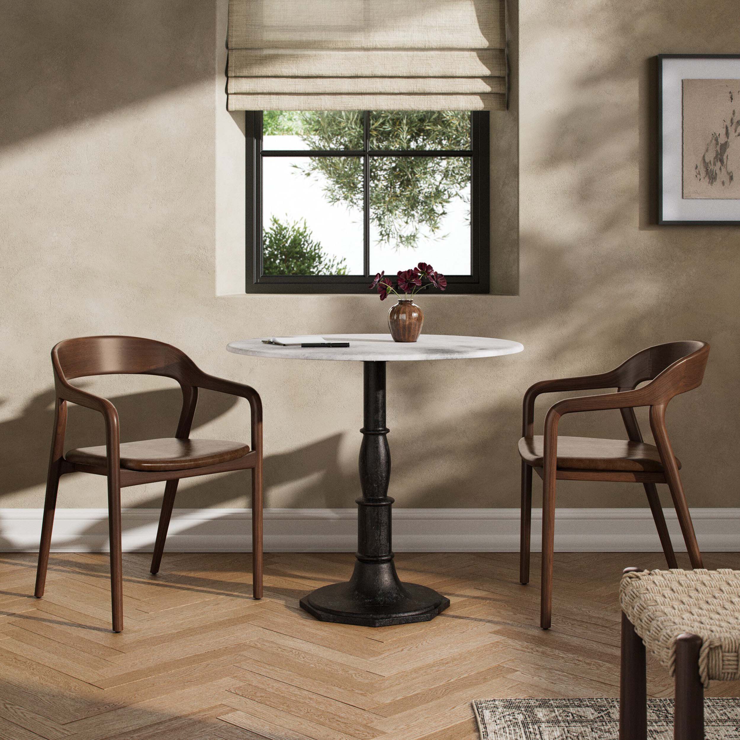 Lucy Bistro Table-36", White Marble
