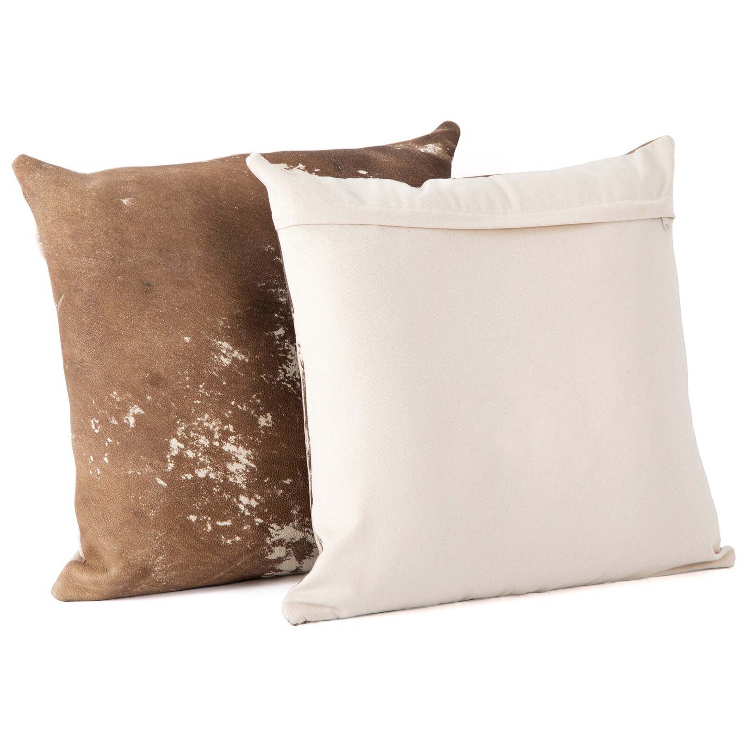Harland Modern Cowhide Pillow, Warm Brown, Cover Only
