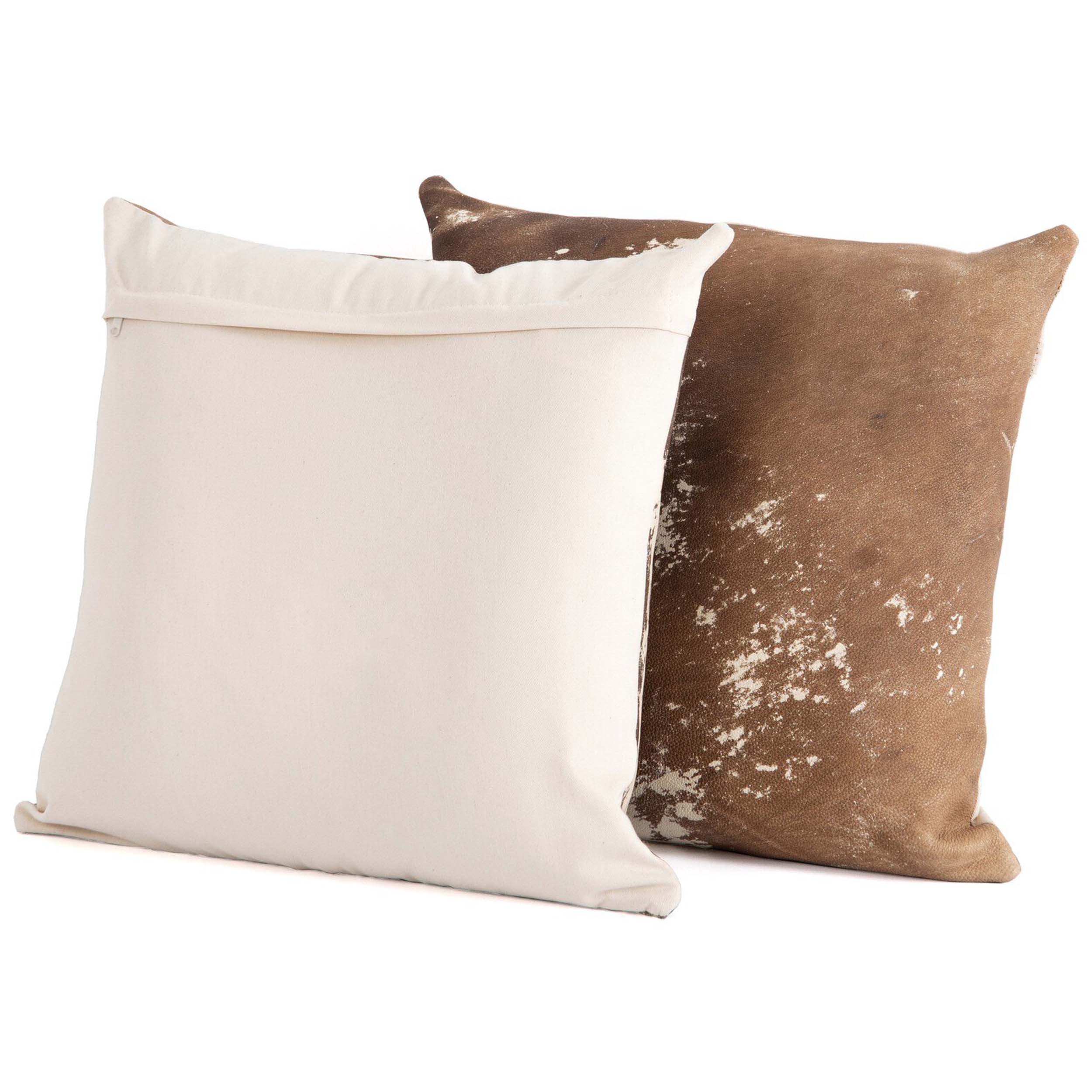 Harland Modern Cowhide Pillow, Warm Brown, Cover + Insert