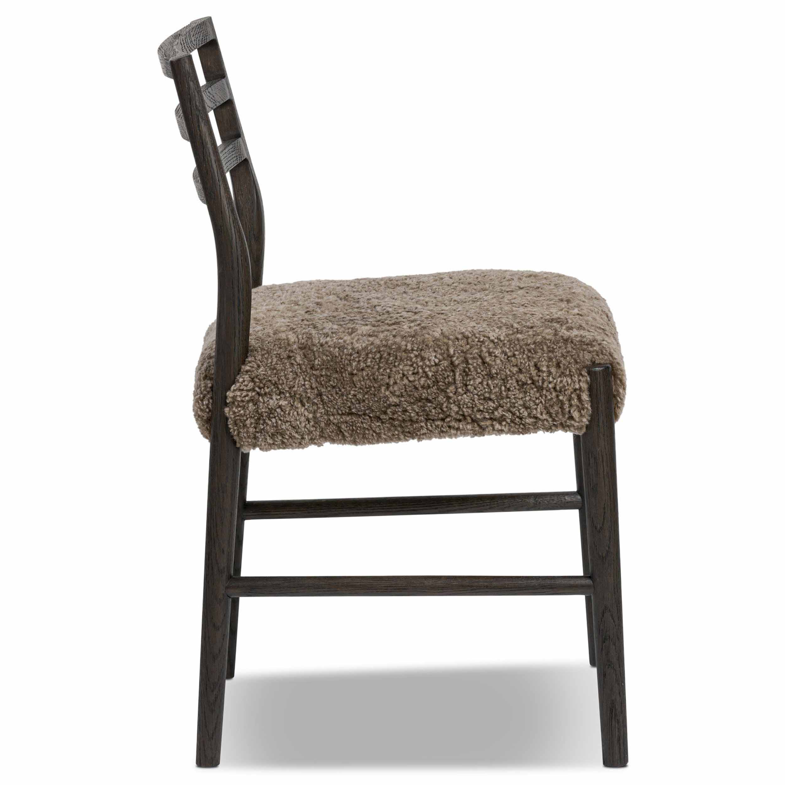 Glenmore Dining Chair, Taupe Shearling, Light Carbon