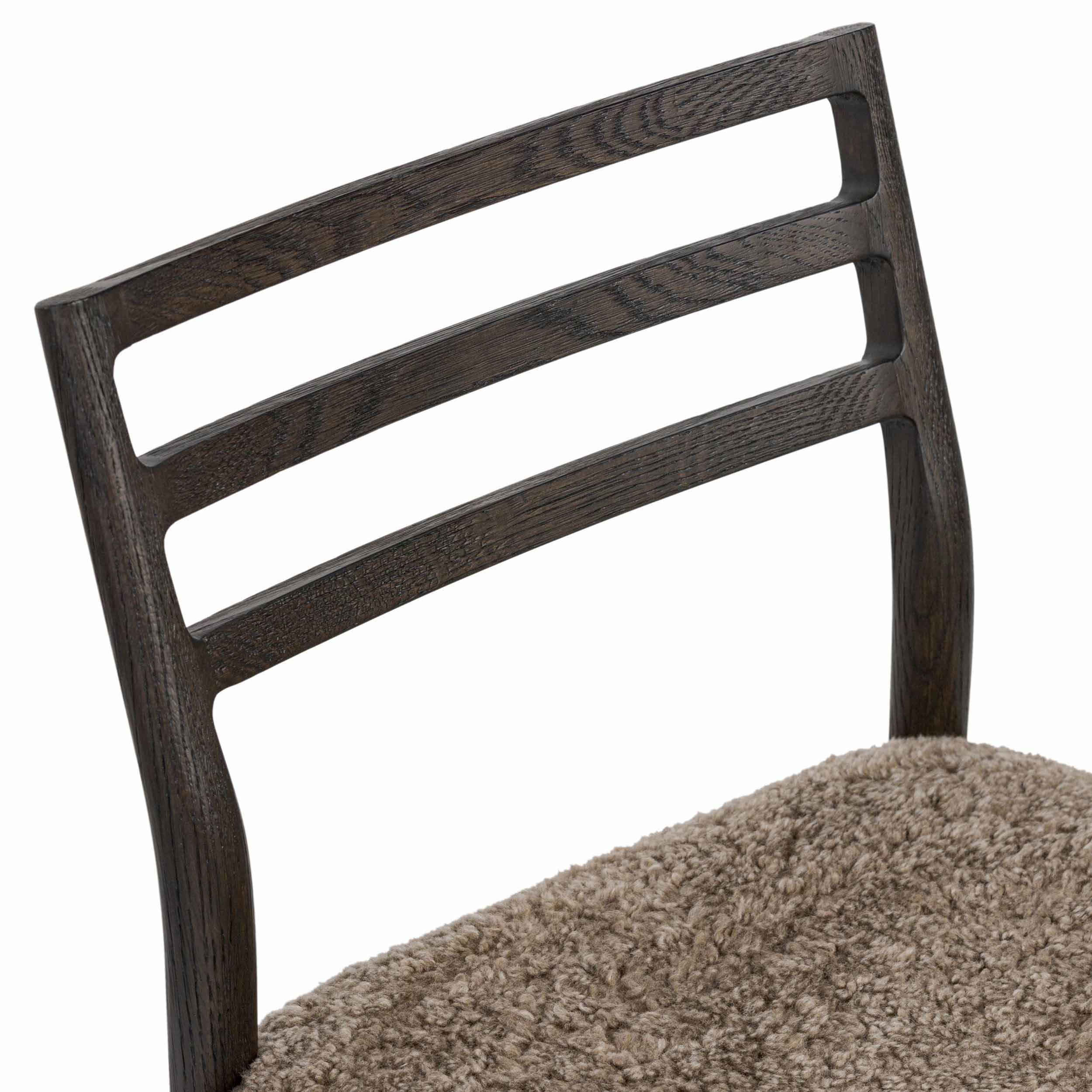 Glenmore Dining Chair, Taupe Shearling, Light Carbon