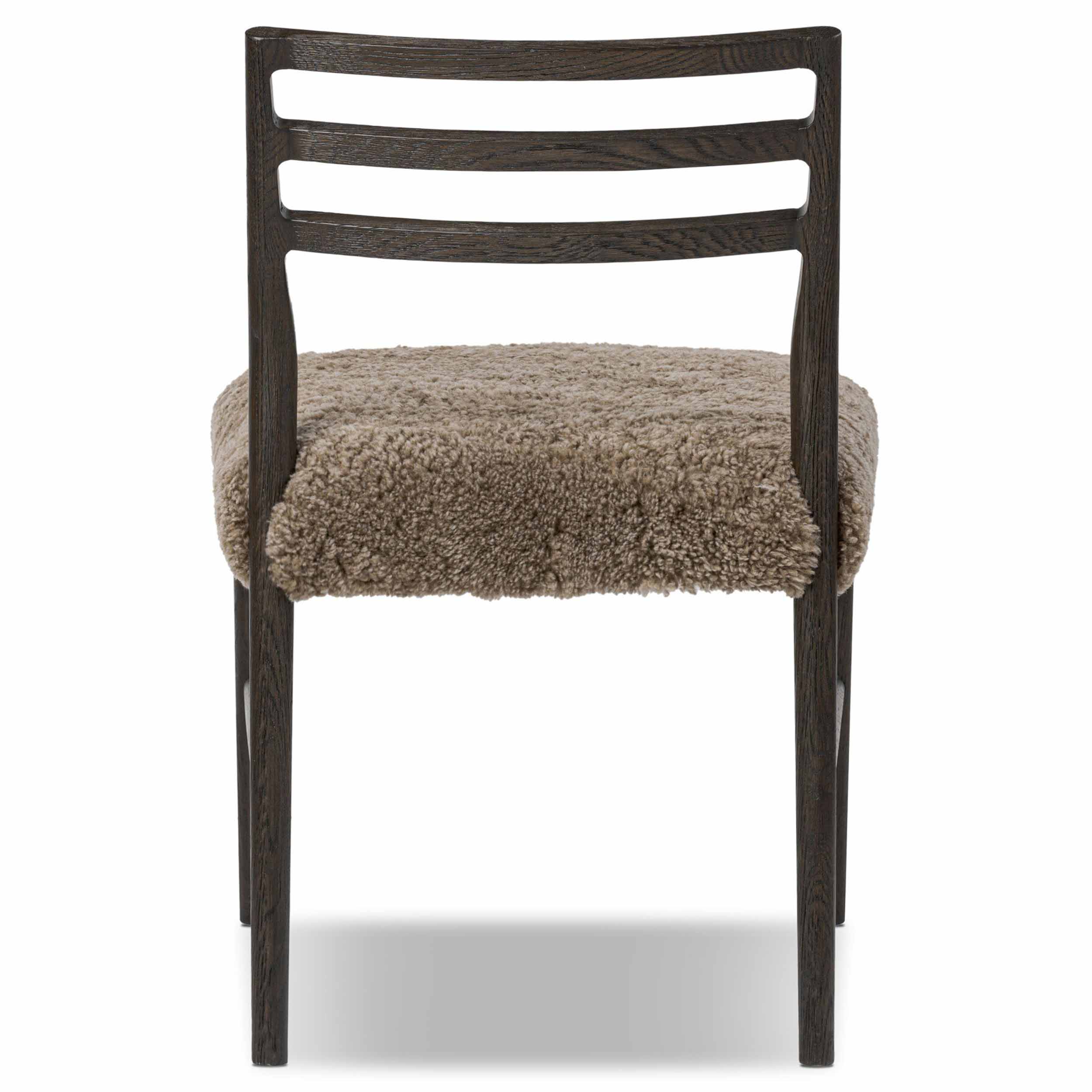 Glenmore Dining Chair, Taupe Shearling, Light Carbon