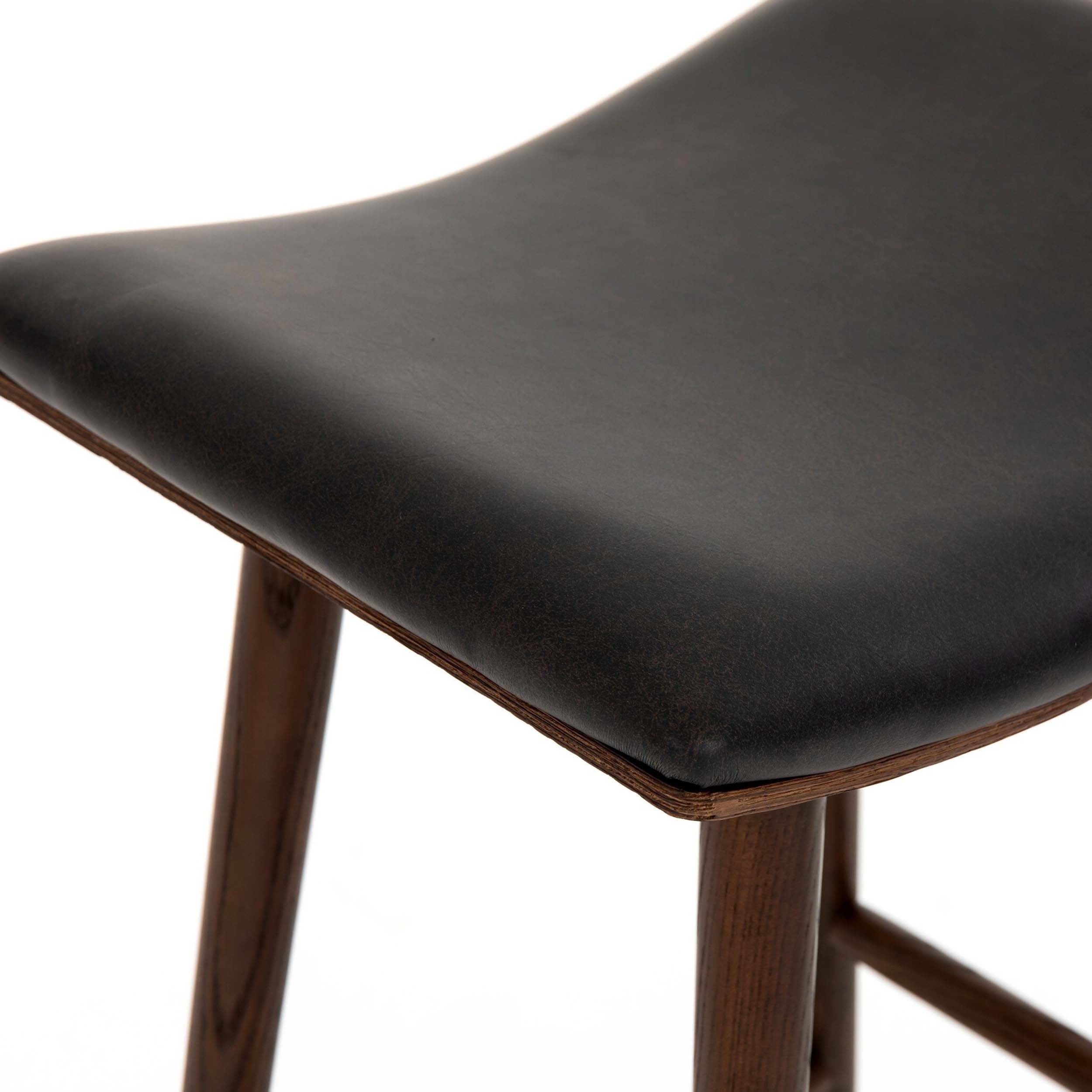 Union Bar + Counter Stool, Distressed Black, Warm Parawood