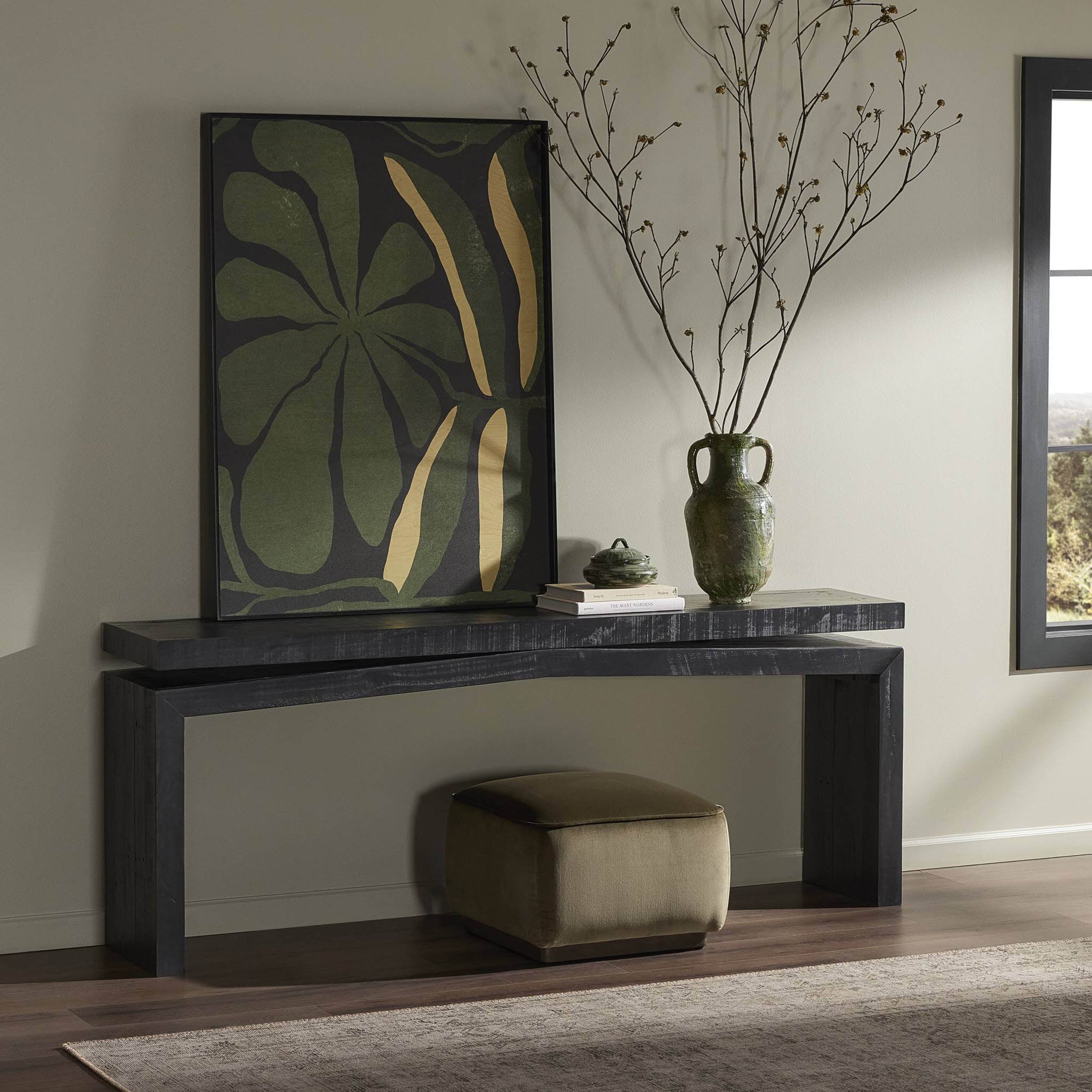Matthes Console Table - 79", Aged Black Pine