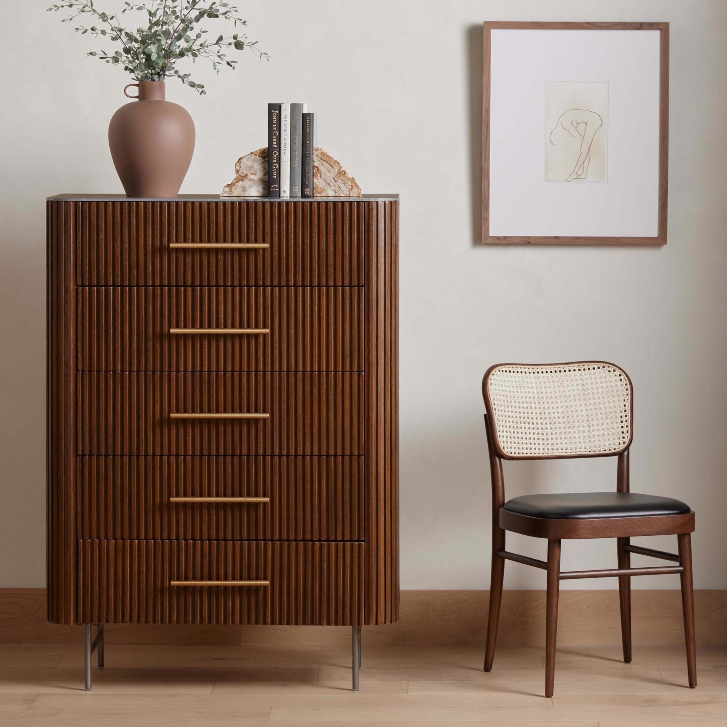 Fletcher 5 Drawer Dresser, Terra Brown Oak Veneer