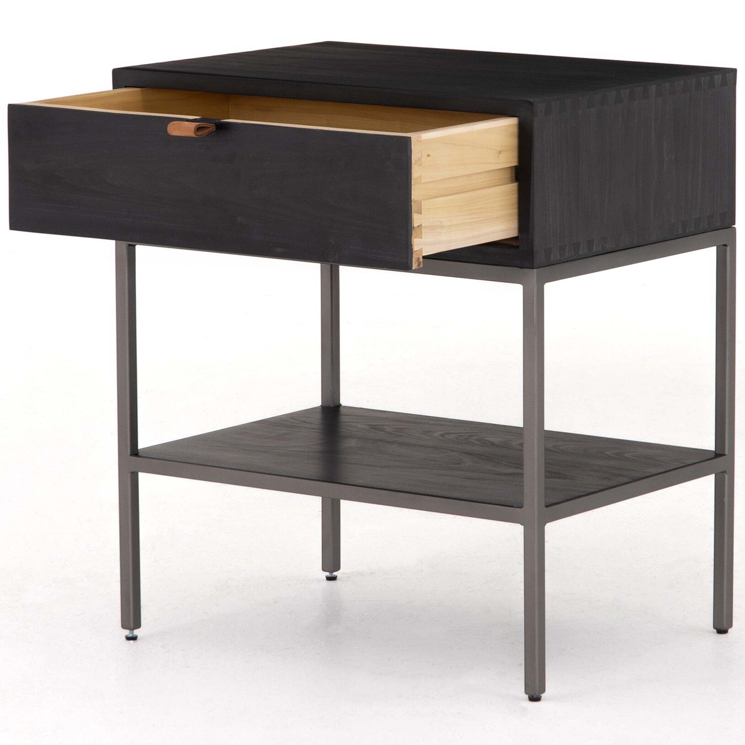 Trey Nightstand, Black Wash Poplar