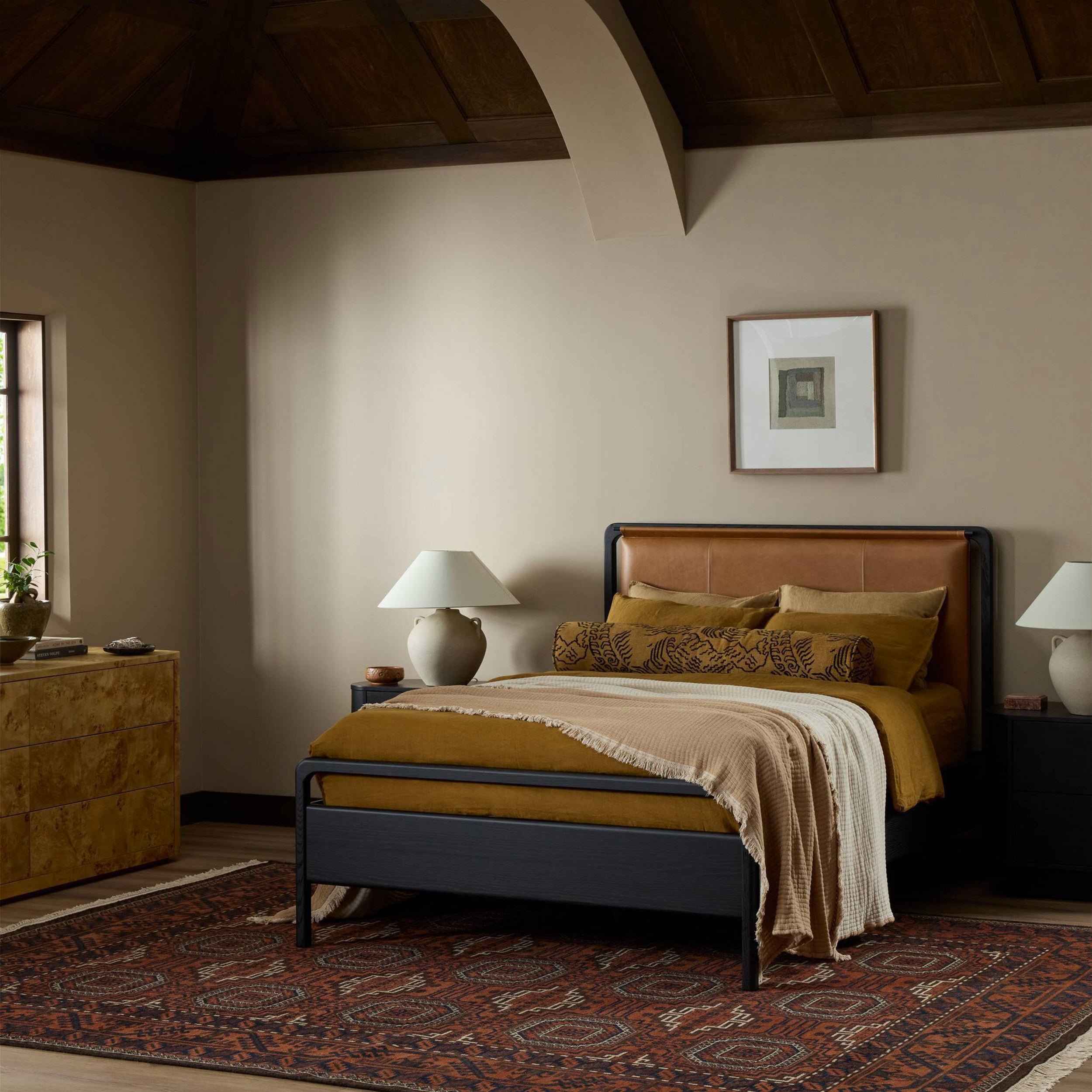 Rosedale Bed, Chaps Sand, Ebony Oak Veneer + Chaps Saddle
