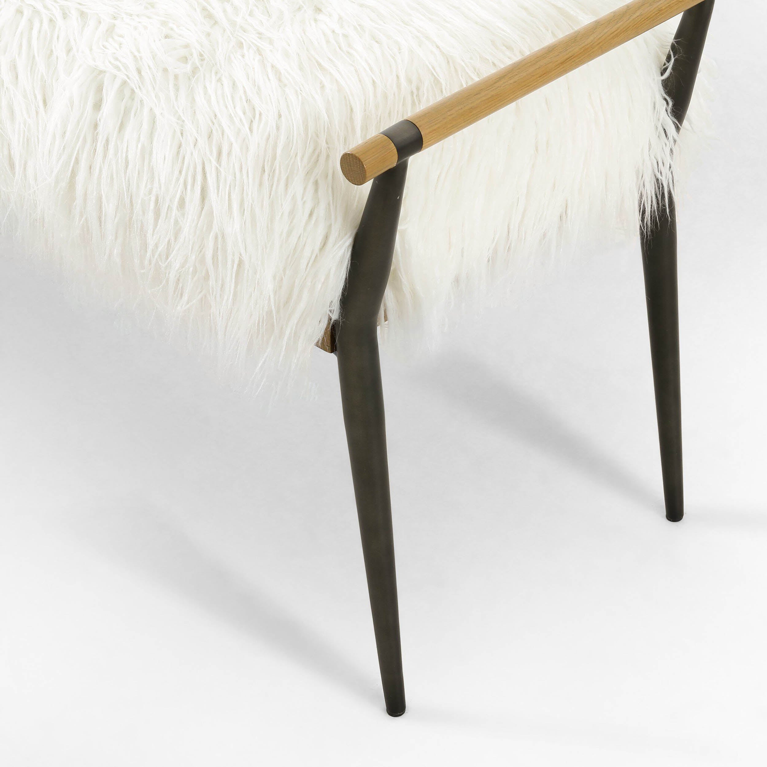 Charlotte Bench, Mongolian Cream Fur